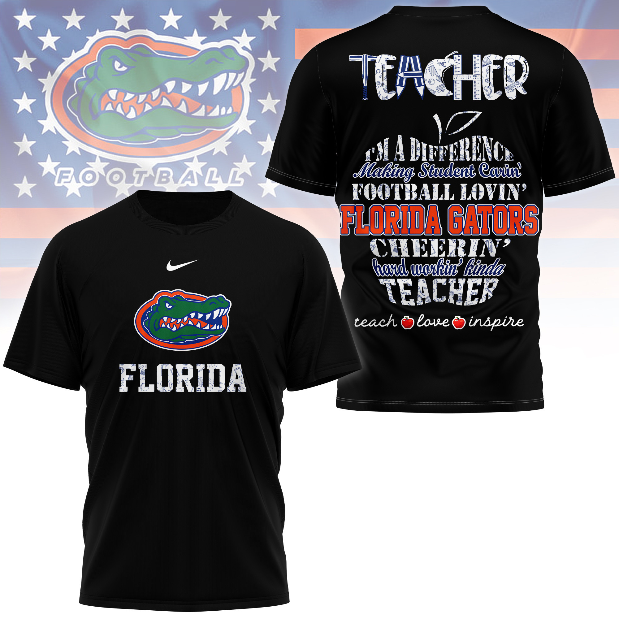 Florida Gators | Premium Teacher Pride 3D Shirt TTH2105261 - Image 2