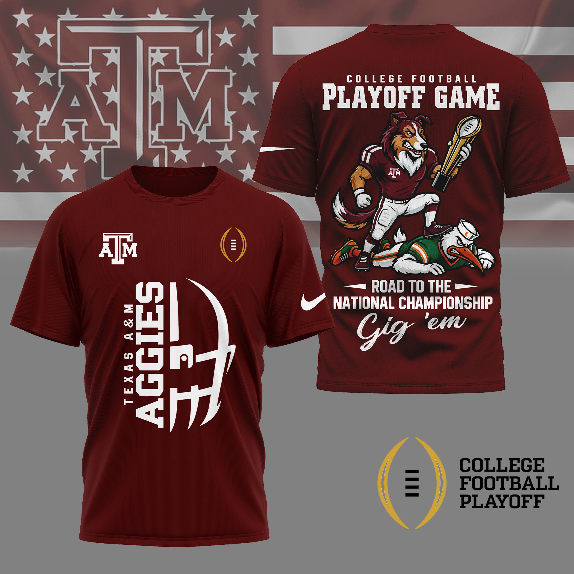 Texas A&M Aggies | Premium NCAA College Football Playoff Game 3D Shirt TTH2105273 - Image 2