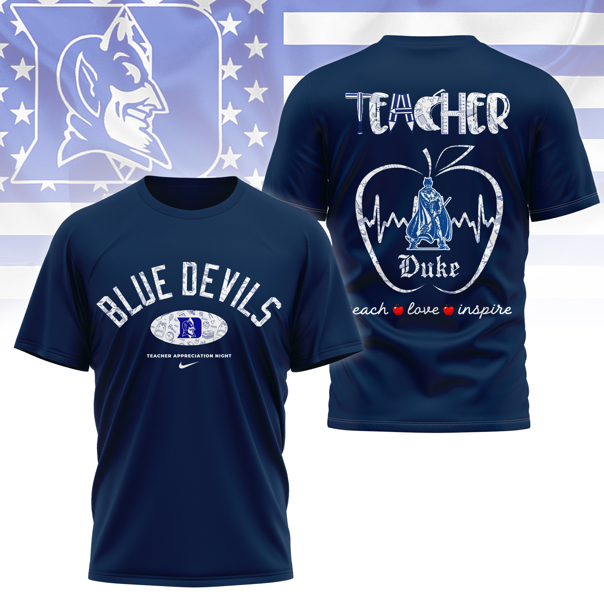 Duke Blue Devils | Premium Teacher Appreciation Day 3D Shirt TTH2105288 - Image 3