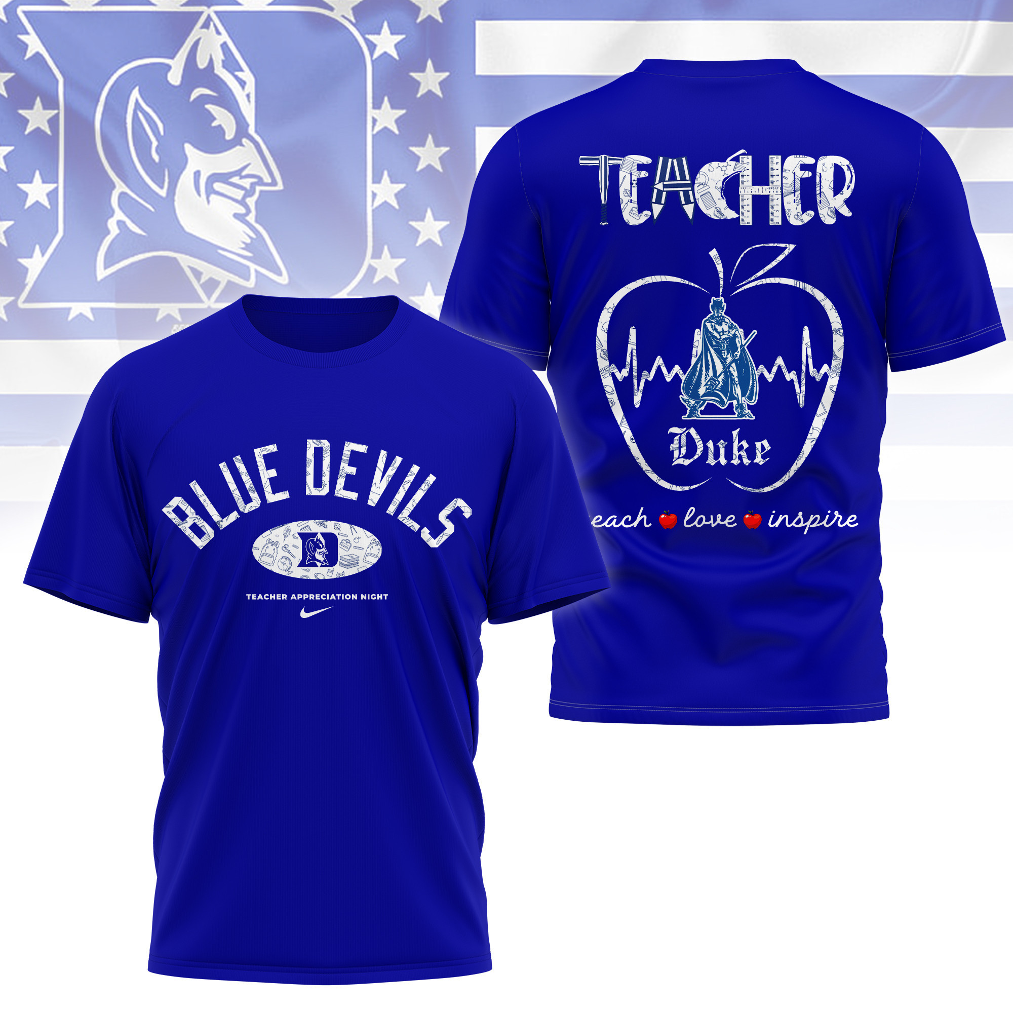 Duke Blue Devils | Premium Teacher Appreciation Day 3D Shirt TTH2105288 - Image 4