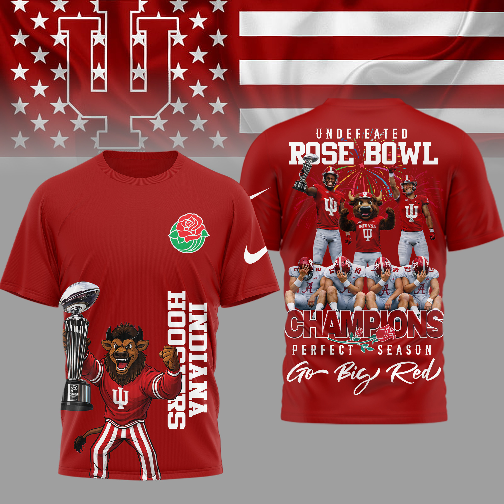 Indiana Hoosiers | Premium NCAA Rose Bowl Champions 3D Shirt TTH2105348