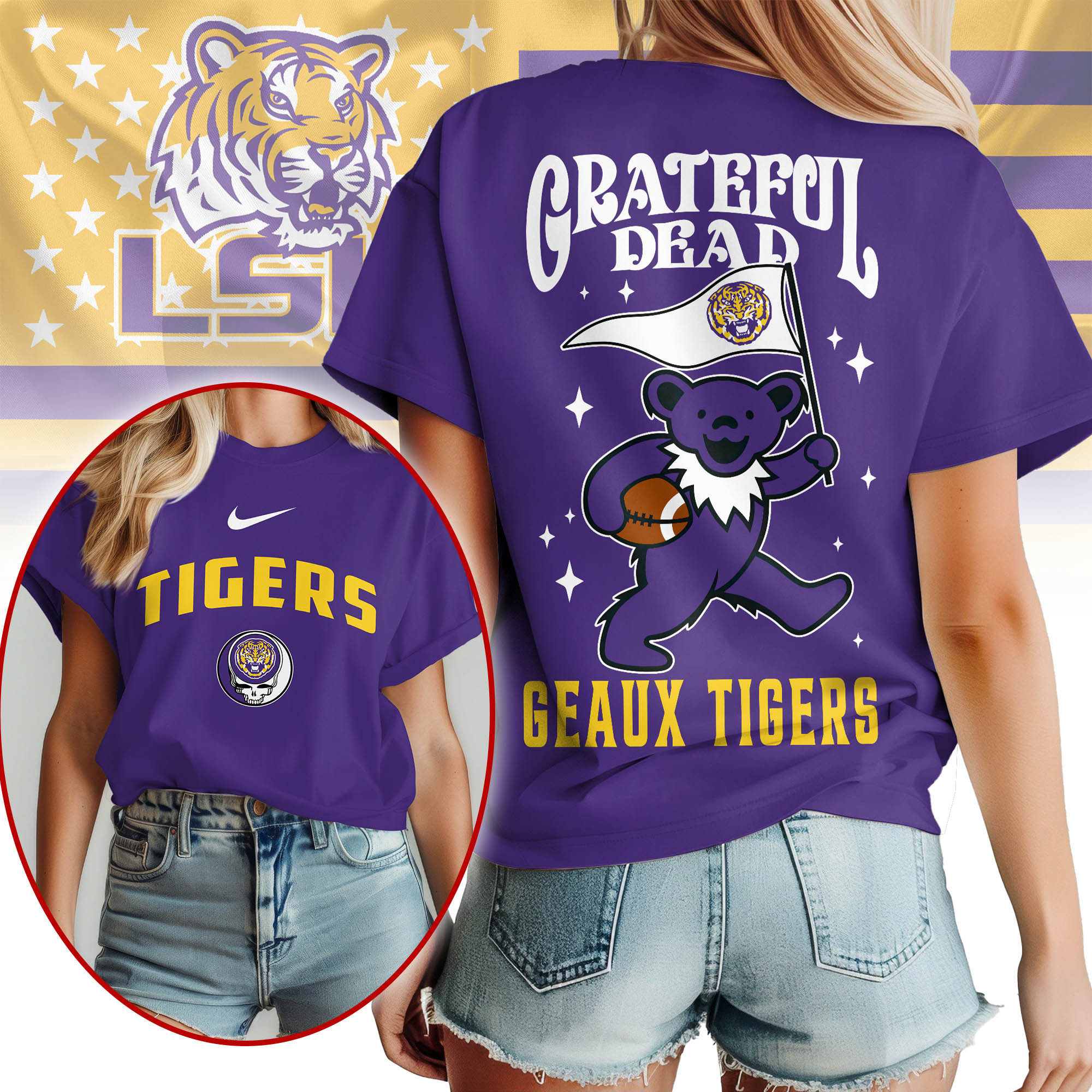 LSU Tigers | Premium NCAA Grateful Dead Pride 3D Shirt TTH2105299 - Image 2