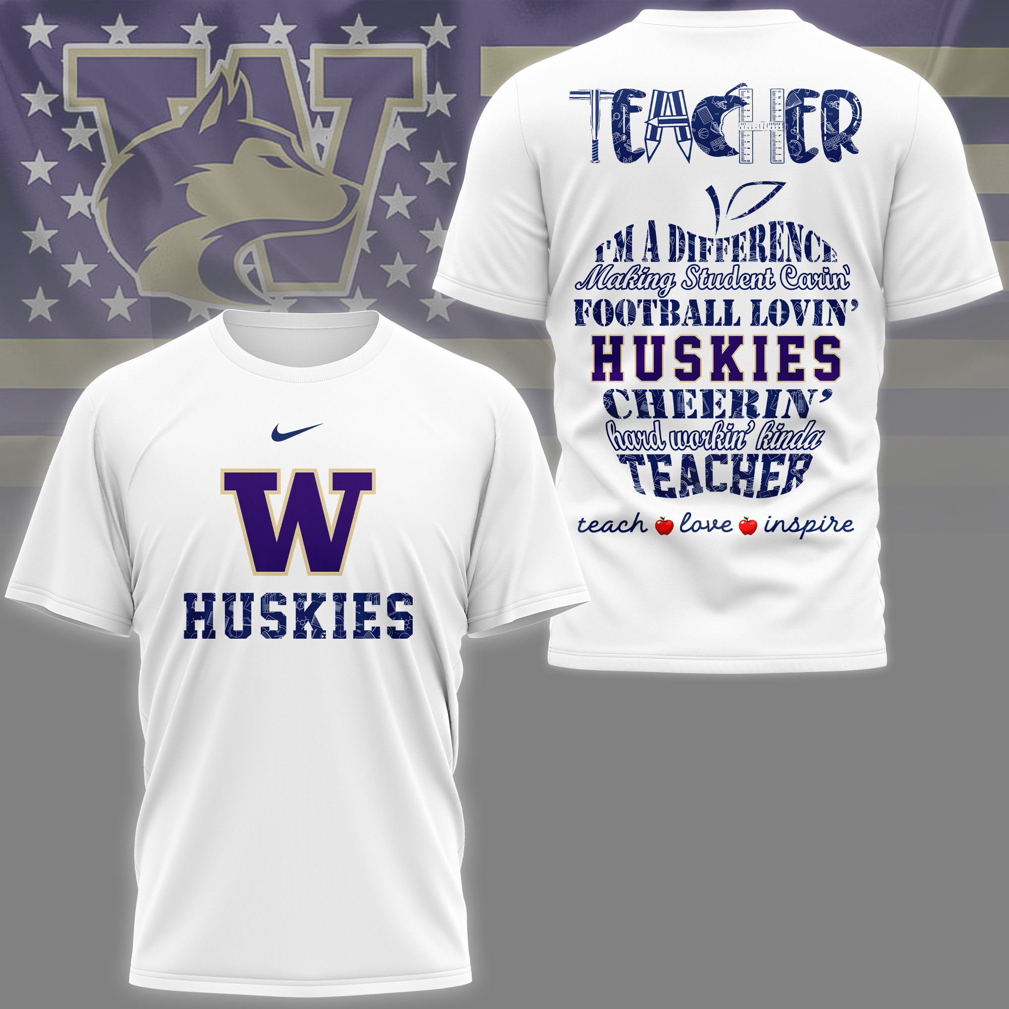 Washington Huskies | Premium Teacher Pride 3D Shirt TTH2105261