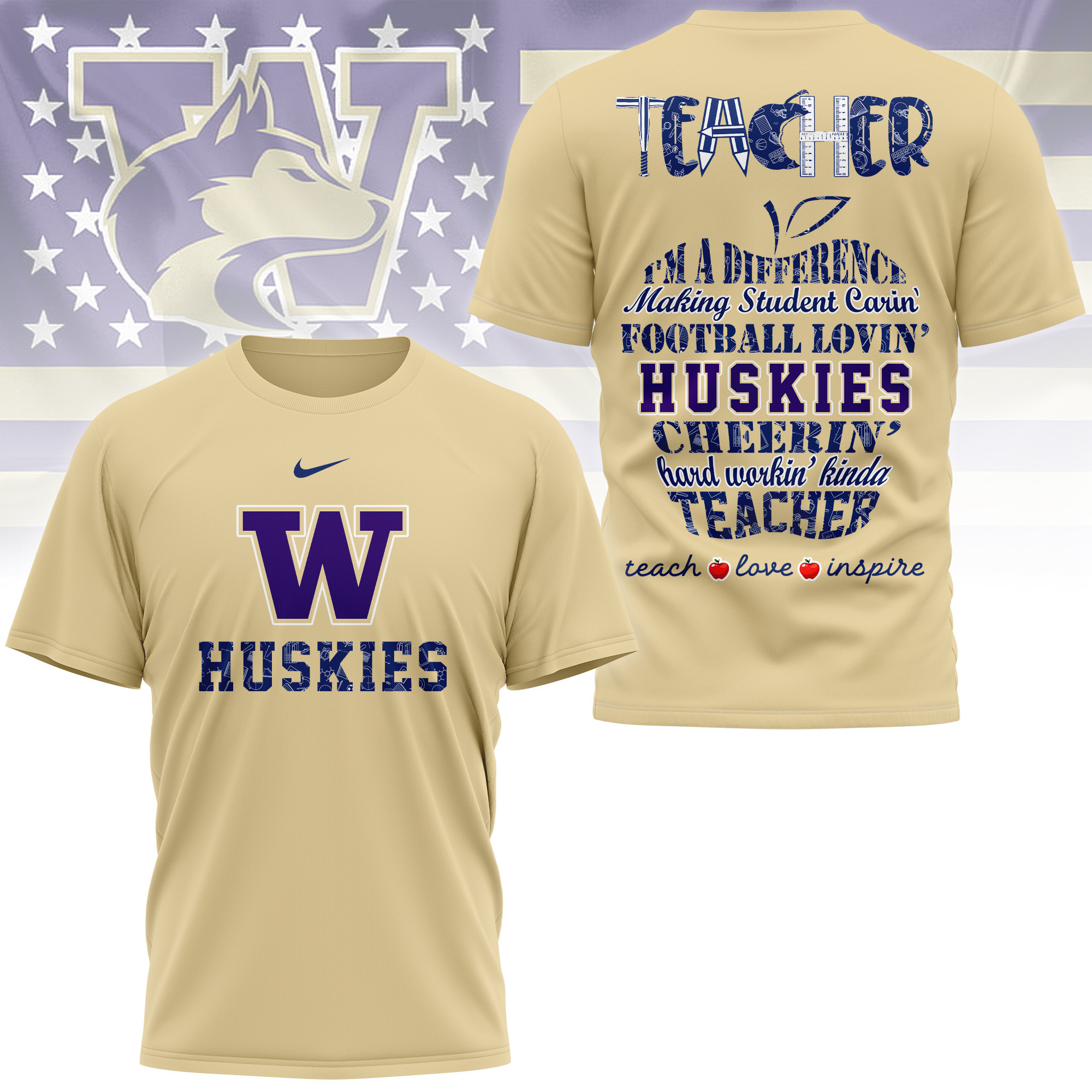 Washington Huskies | Premium Teacher Pride 3D Shirt TTH2105261 - Image 4