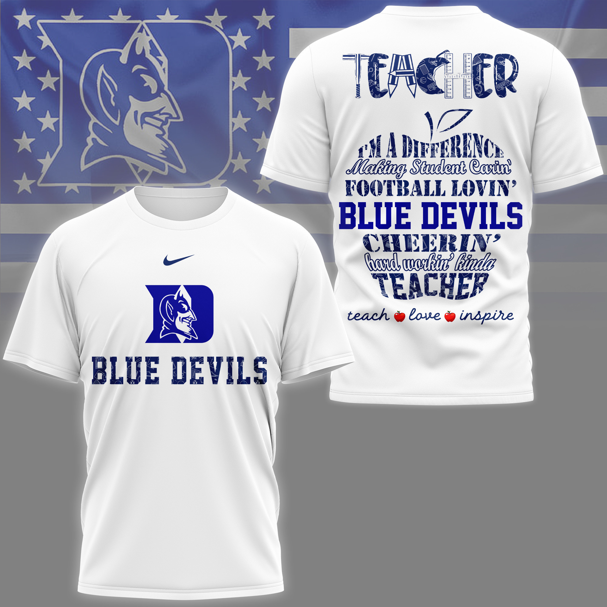 Duke Blue Devils | Premium Teacher Pride 3D Shirt TTH2105261