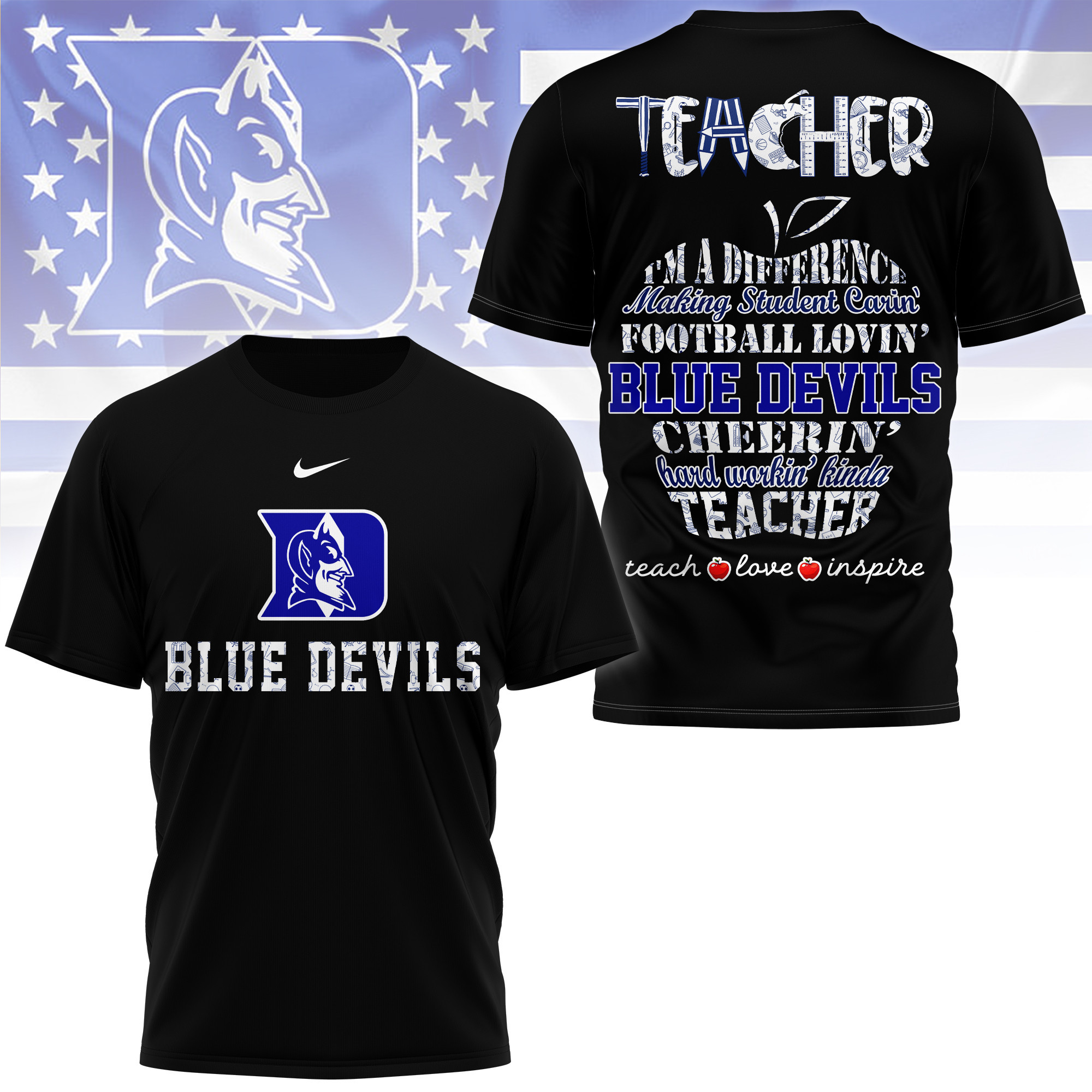 Duke Blue Devils | Premium Teacher Pride 3D Shirt TTH2105261 - Image 2