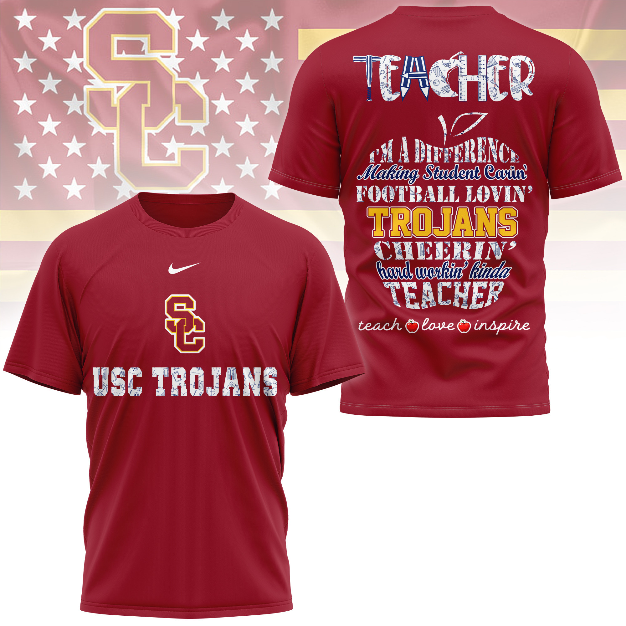 USC Trojans | Premium Teacher Pride 3D Shirt TTH2105261 - Image 3
