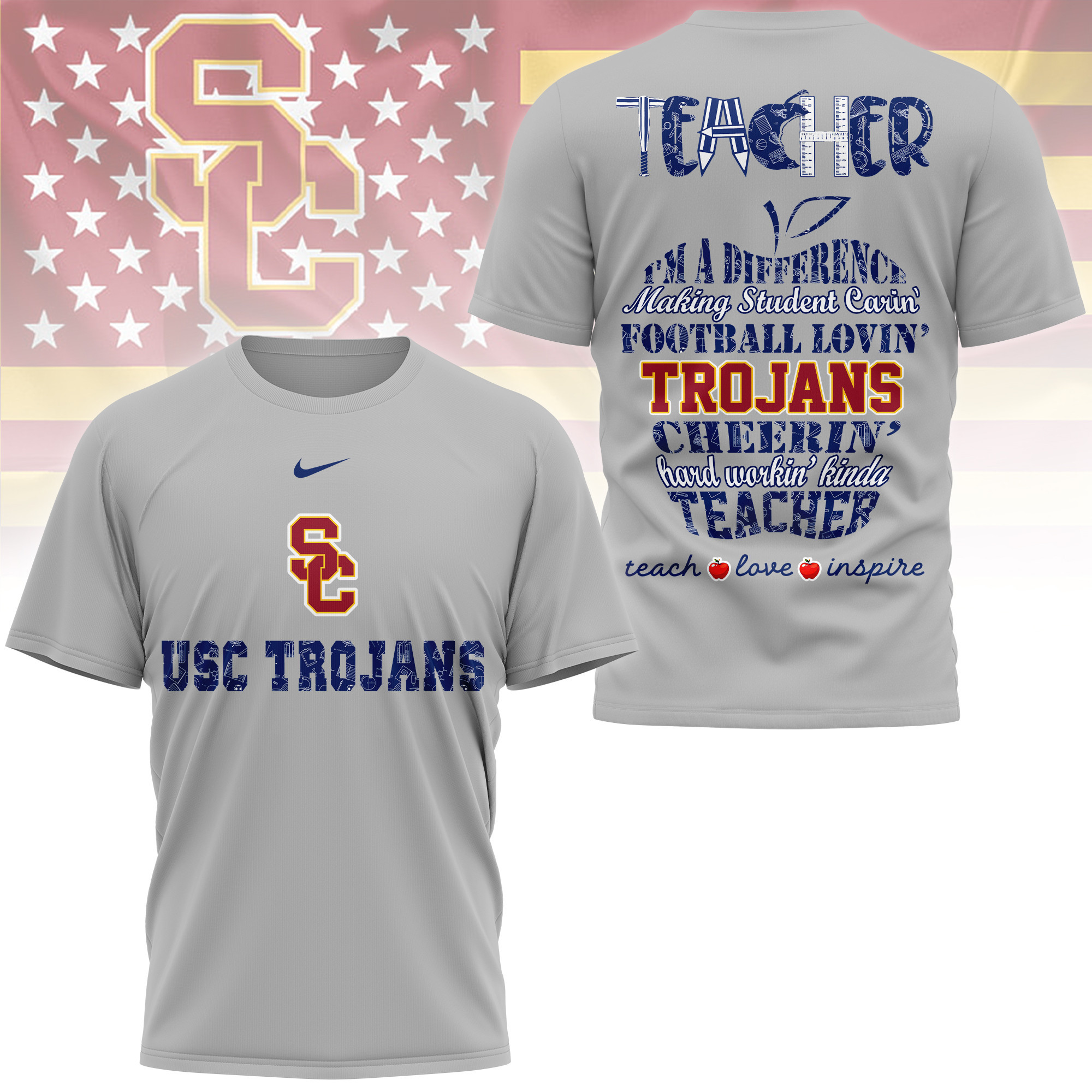 USC Trojans | Premium Teacher Pride 3D Shirt TTH2105261 - Image 2