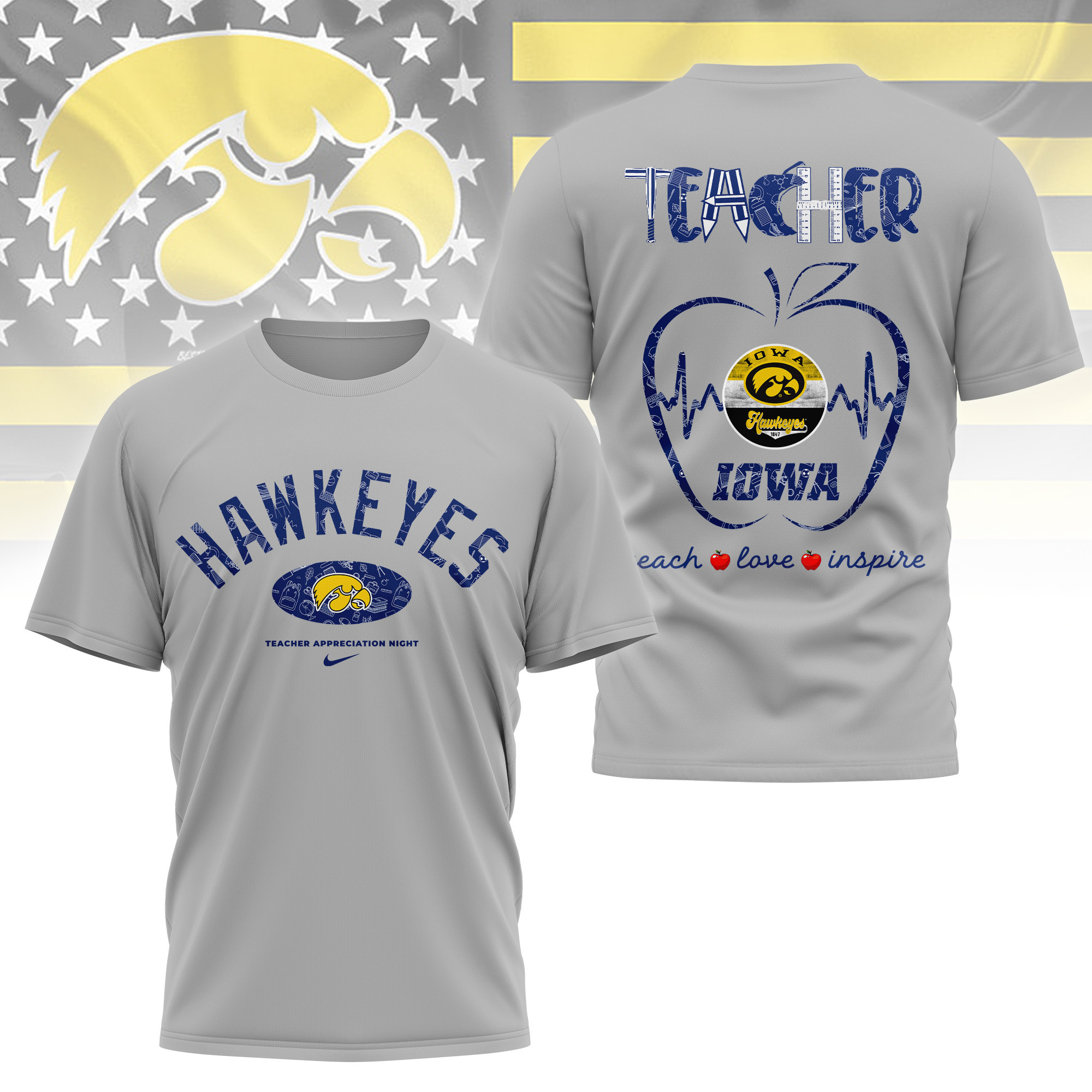 Iowa Hawkeyes | Premium Teacher Appreciation Day 3D Shirt TTH2105288 - Image 2