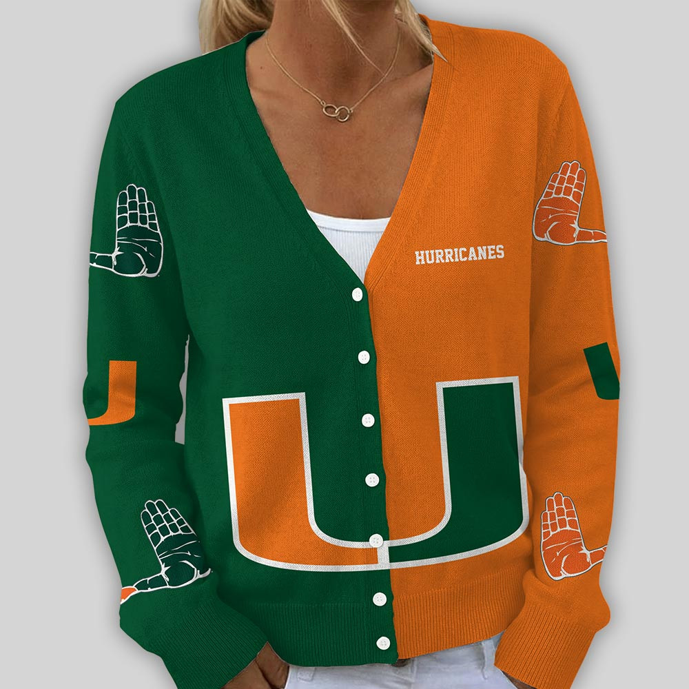 Miami Hurricanes | Premium NCAA Game Day V-Neck Cardigan TTH2105269 - Image 2