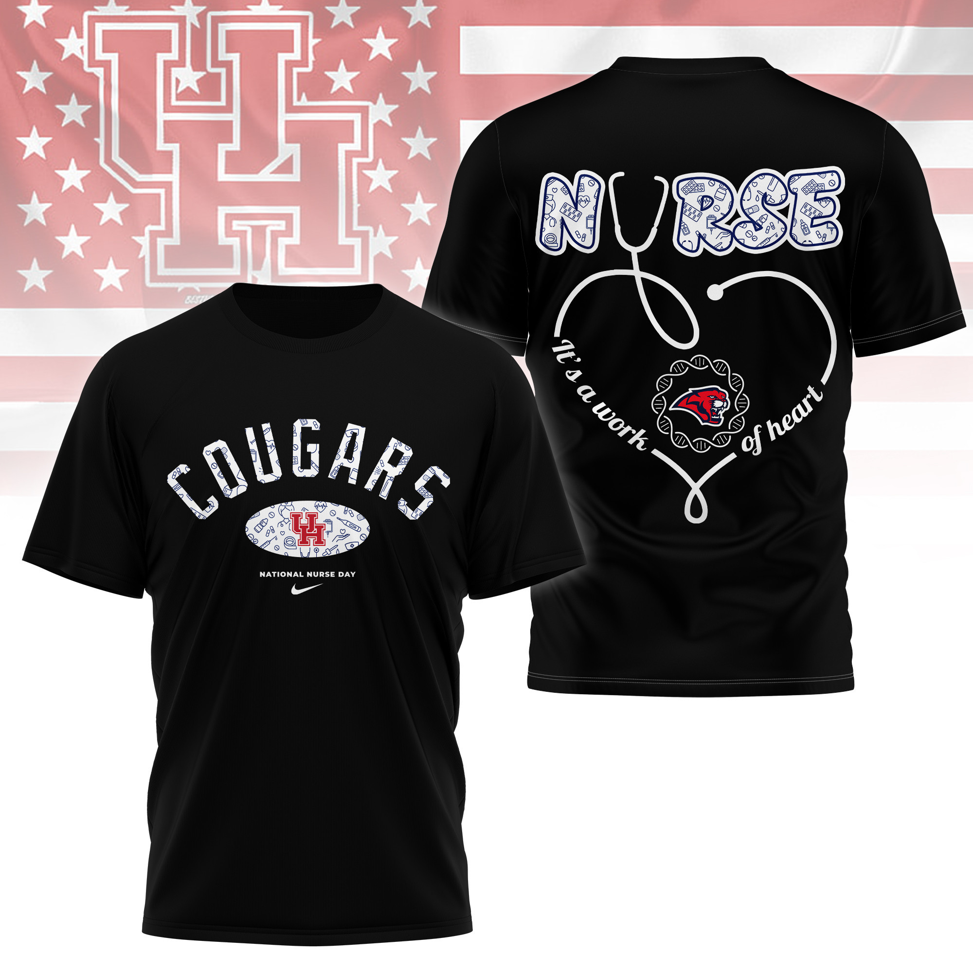 Houston Cougars | Premium Nurse Appreciation Day 3D Shirt TTH2105281
