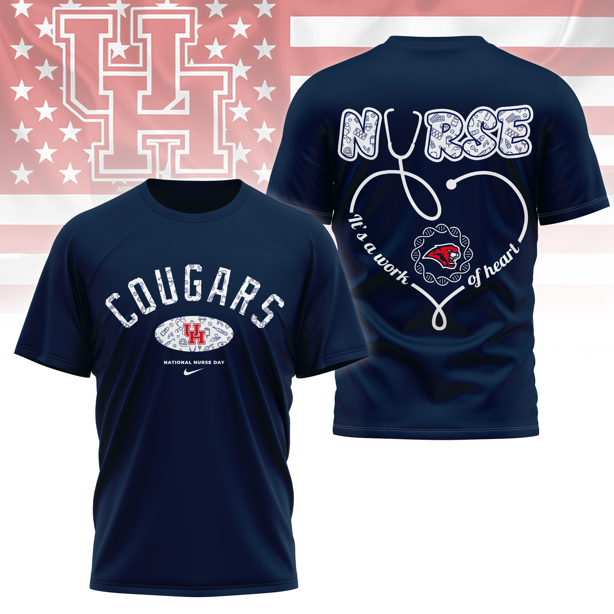 Houston Cougars | Premium Nurse Appreciation Day 3D Shirt TTH2105281 - Image 3