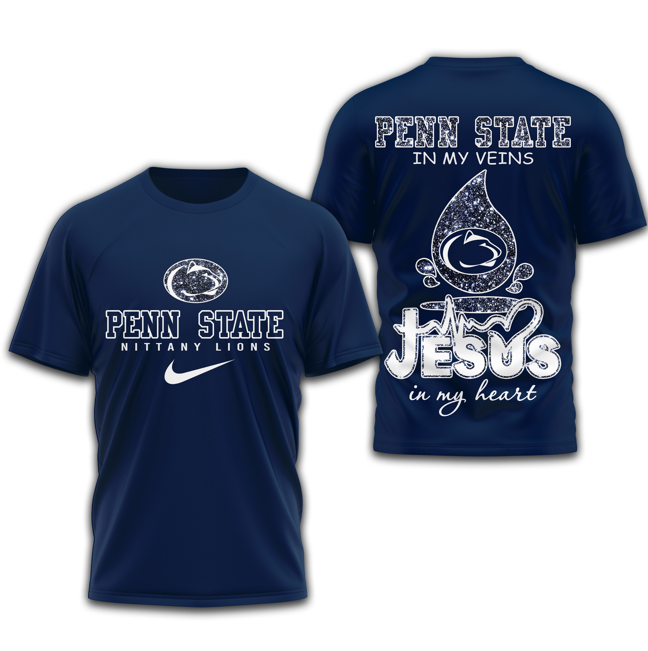 Penn State Nittany Lions | Premium Jesus In My Heart 3D Shirt TTH2105296 - Image 2