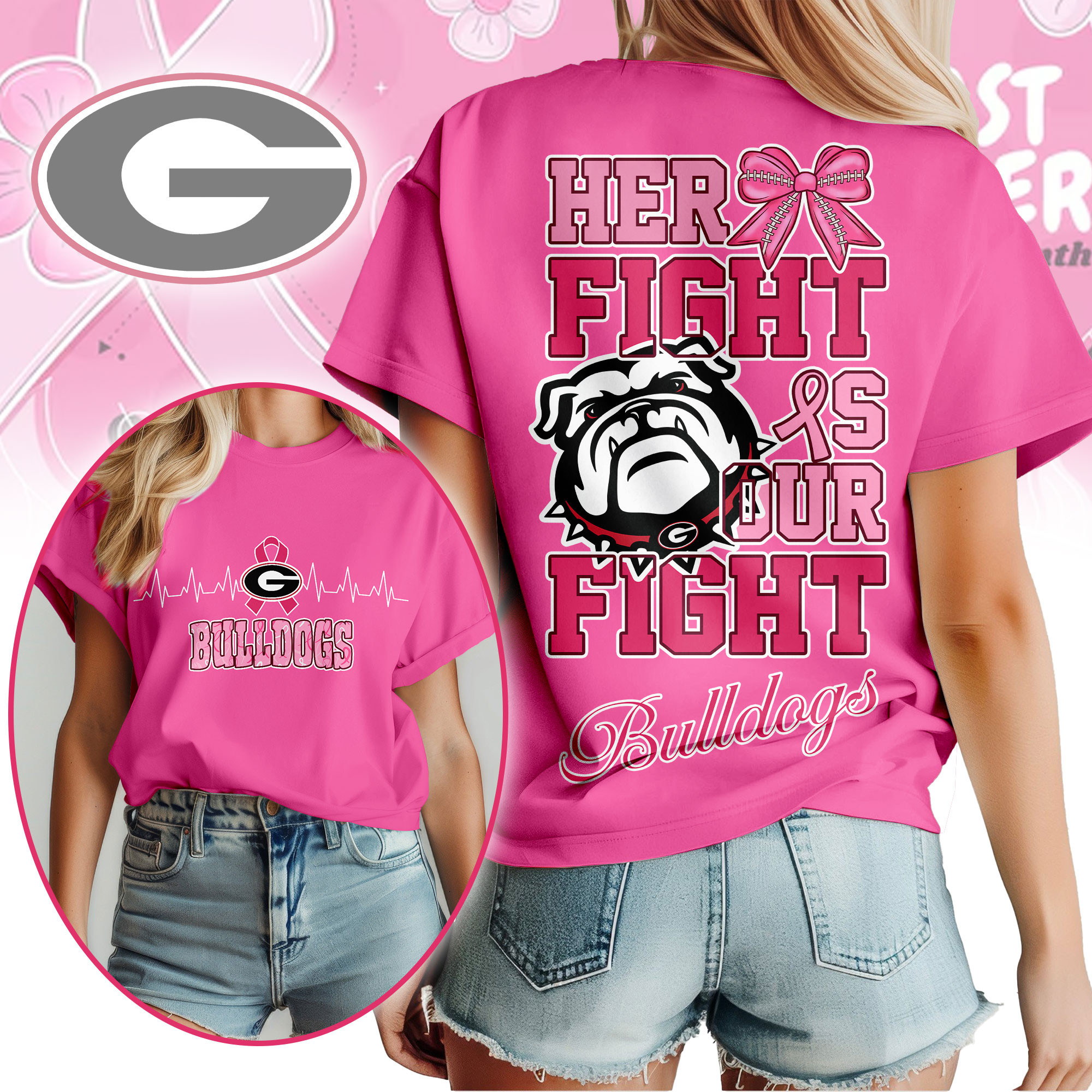 Georgia Bulldogs | Premium Her Fight Is Our Fight Women’s Shirt TTH2105364 - Image 3