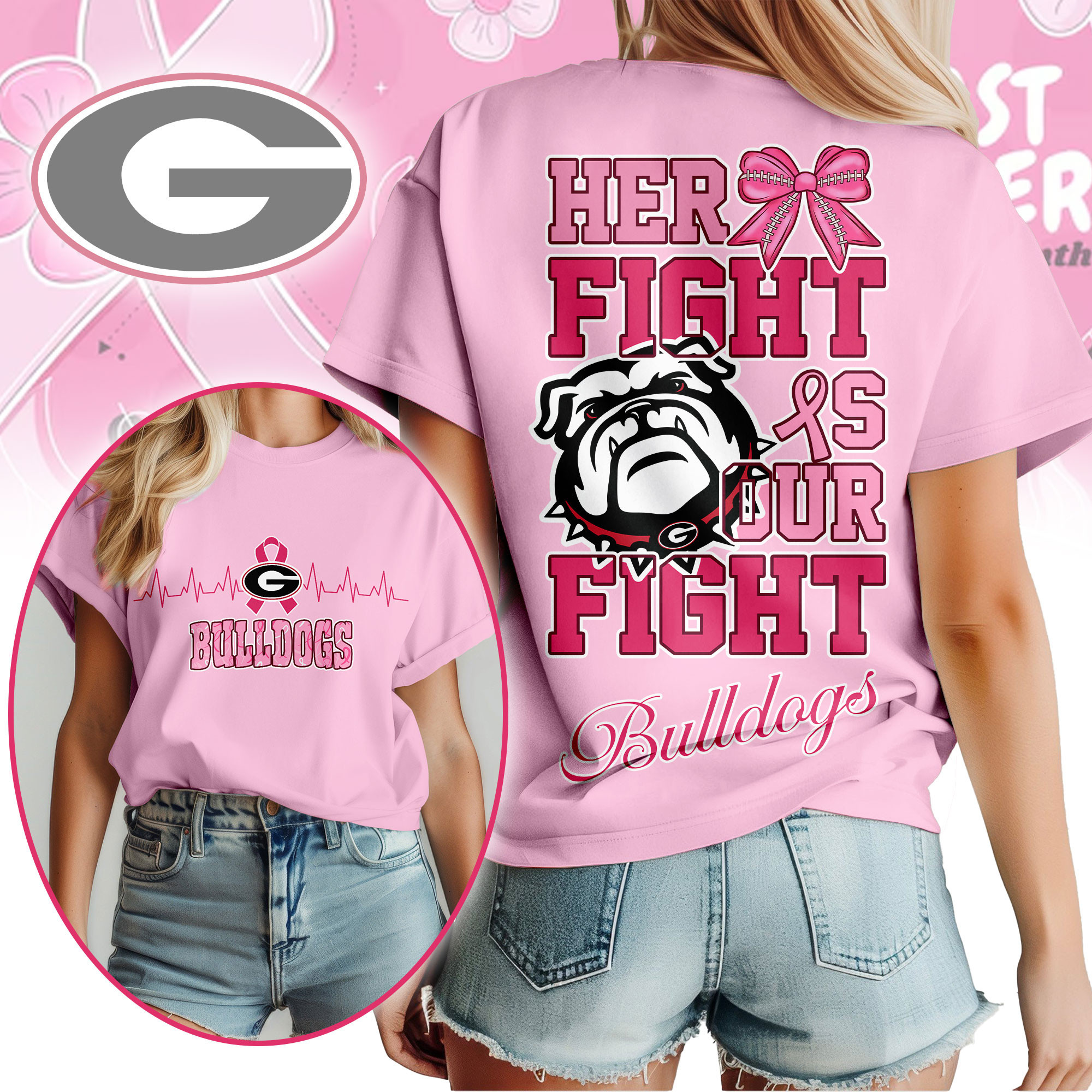 Georgia Bulldogs | Premium Her Fight Is Our Fight Women’s Shirt TTH2105364 - Image 2
