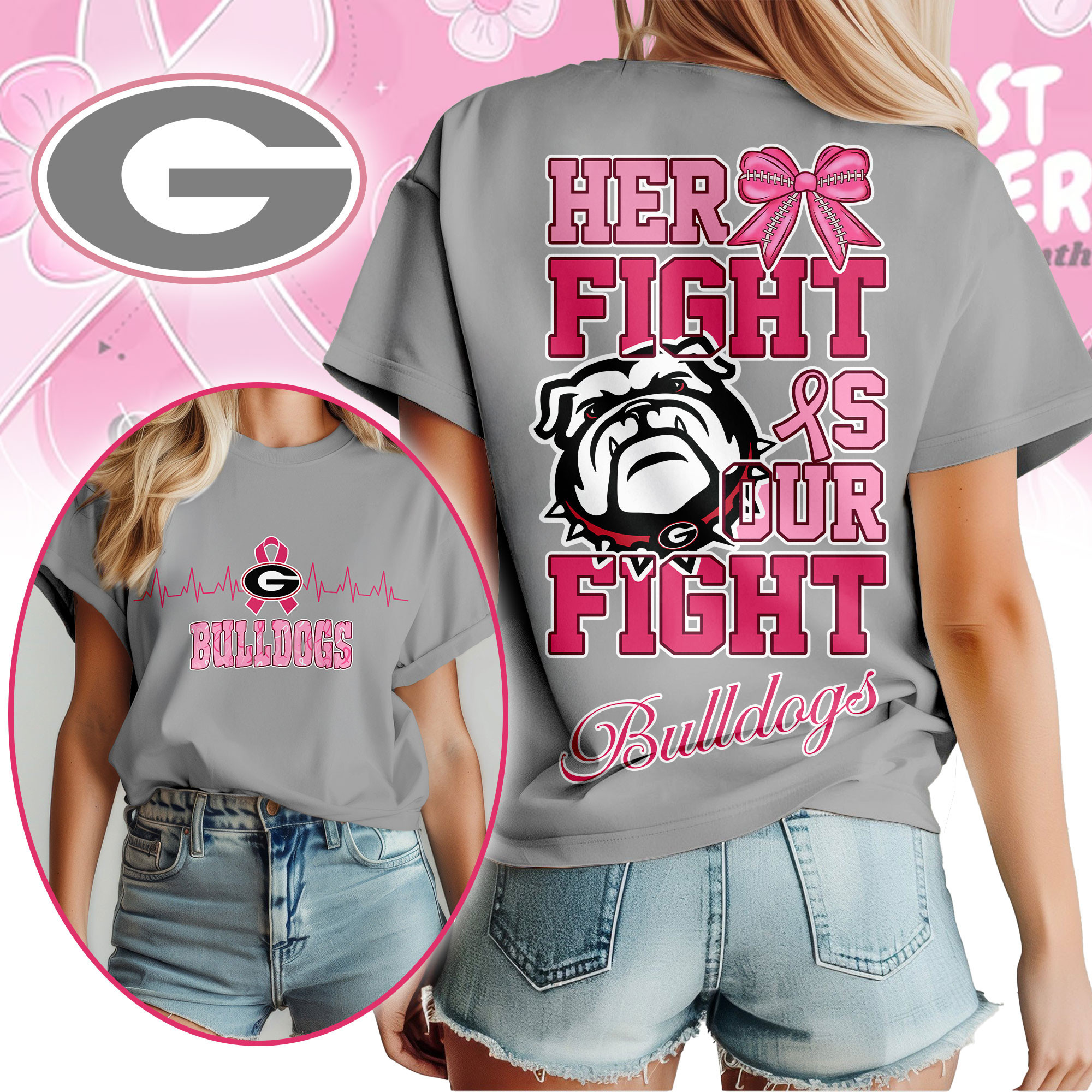 Georgia Bulldogs | Premium Her Fight Is Our Fight Women’s Shirt TTH2105364 - Image 4