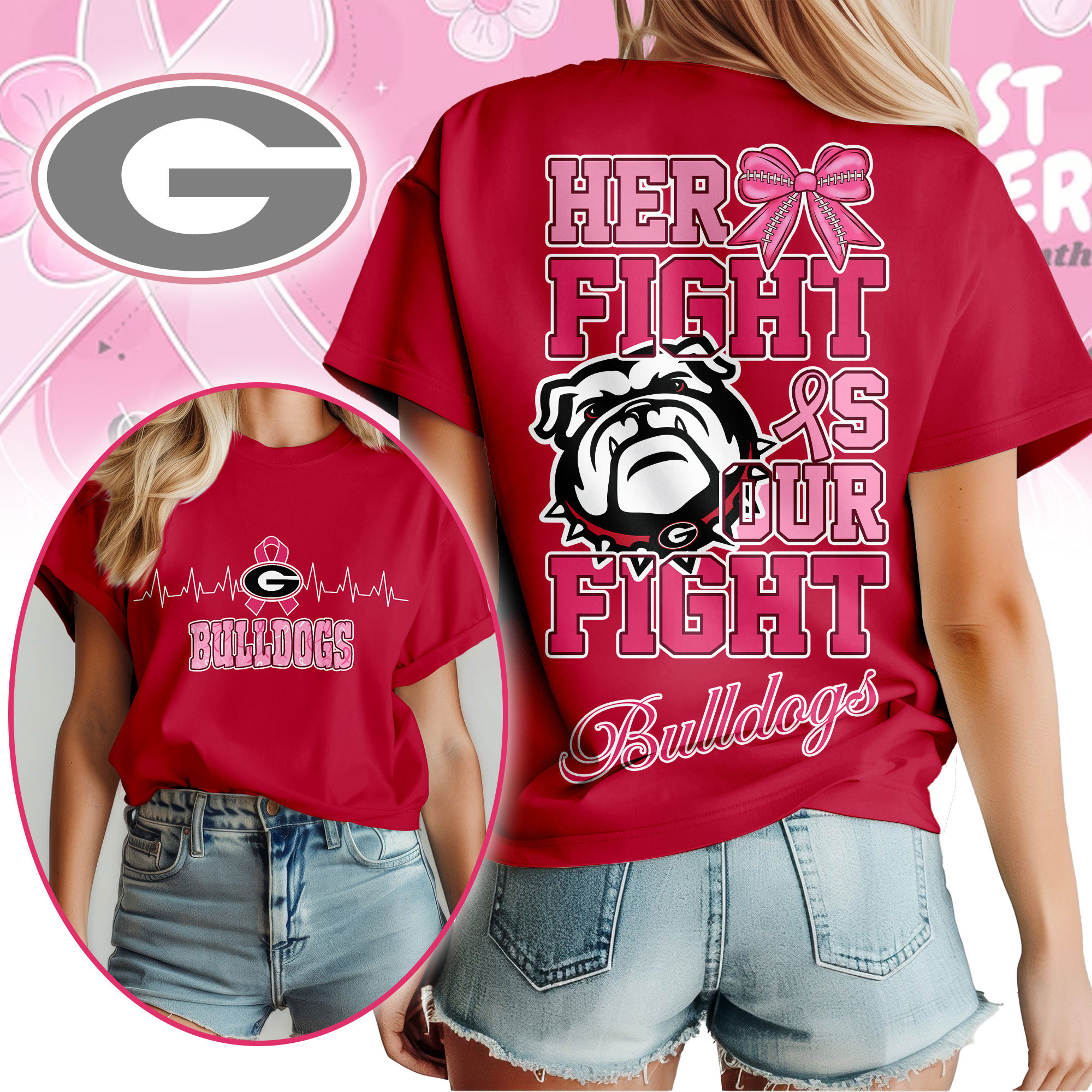 Georgia Bulldogs | Premium Her Fight Is Our Fight Women’s Shirt TTH2105364 - Image 5