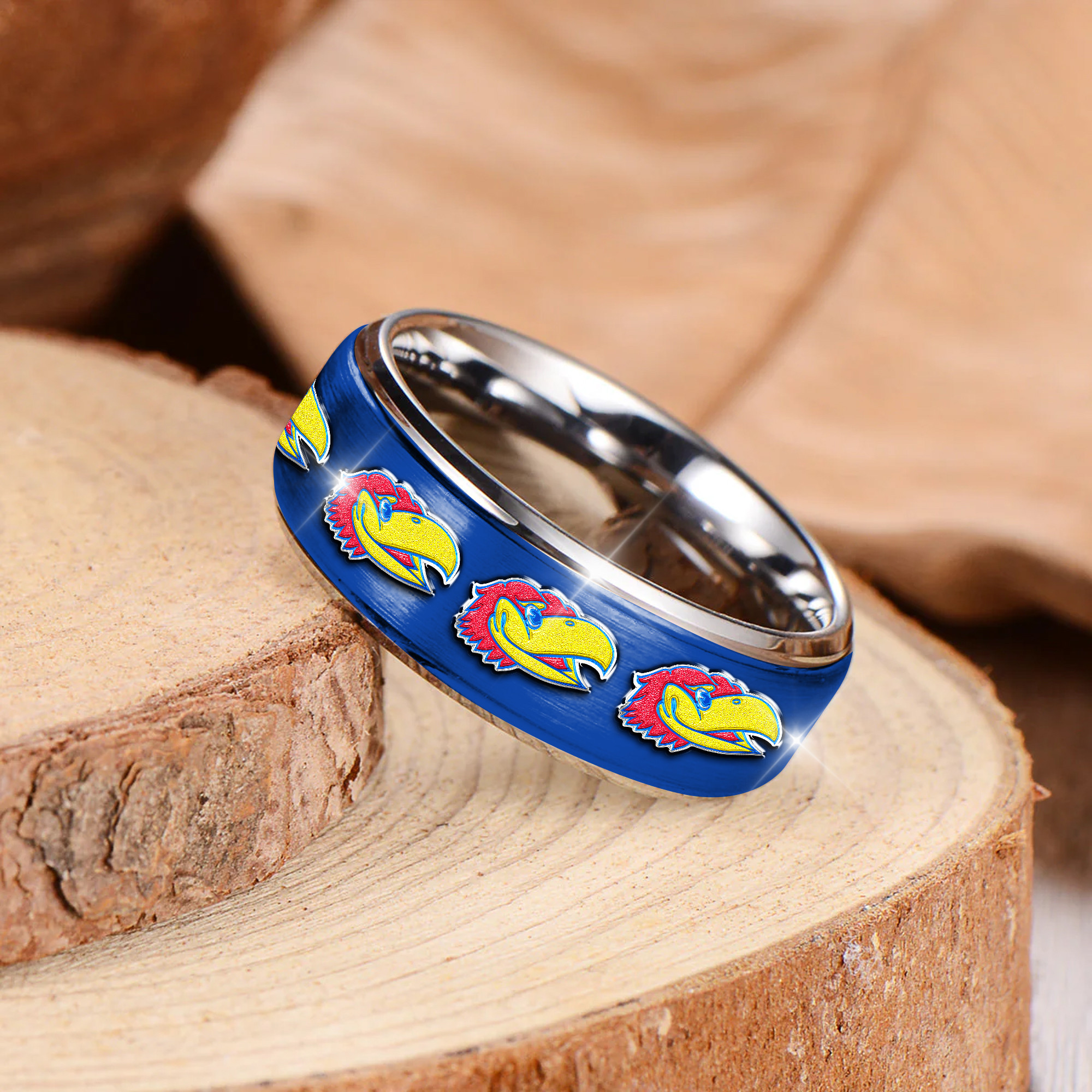 Kansas Jayhawks | Premium Silver Tungsten Ring TTH210589 - Image 2