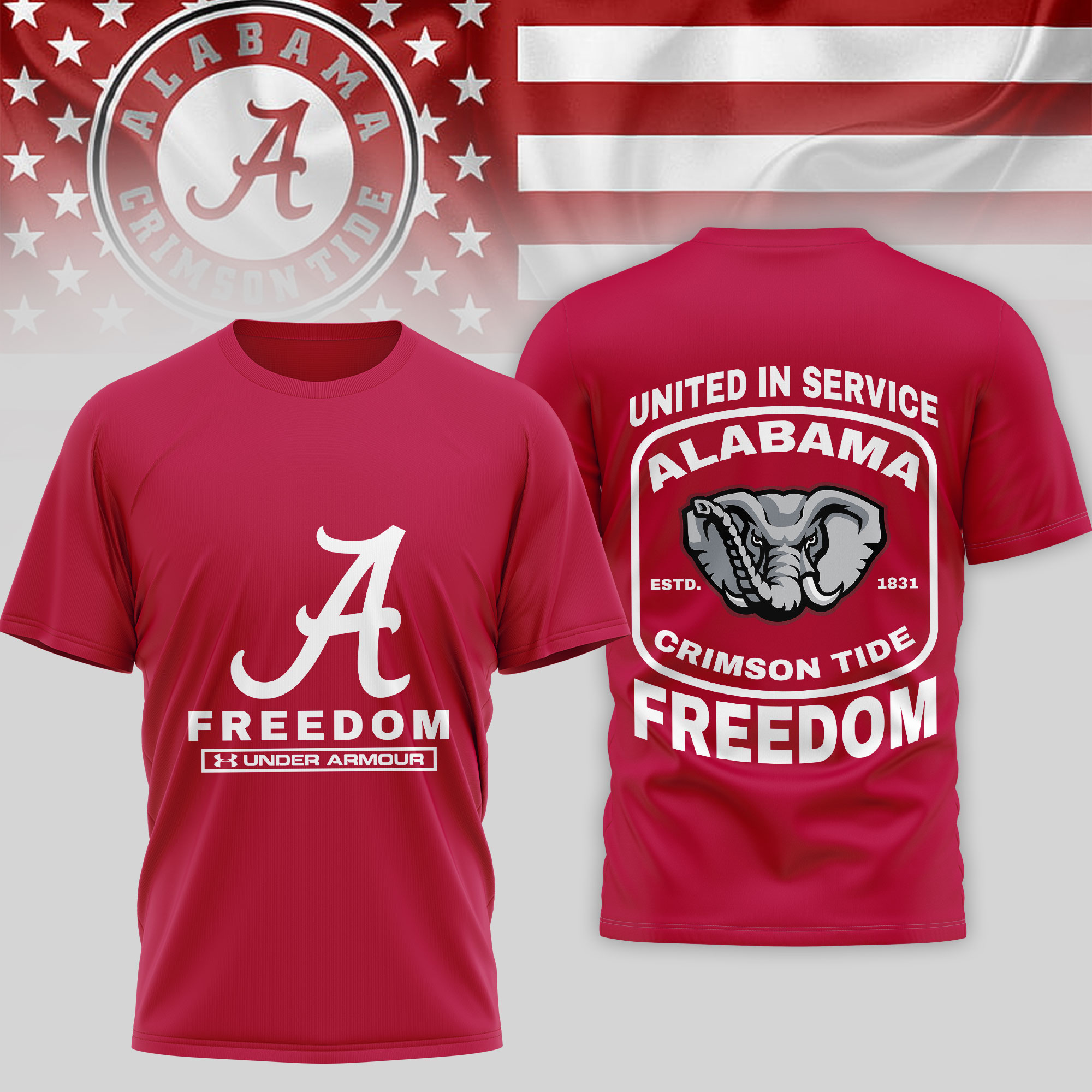 Alabama Crimson Tide | Premium NCAA United In Service 3D Shirt TTH2105276 - Image 2