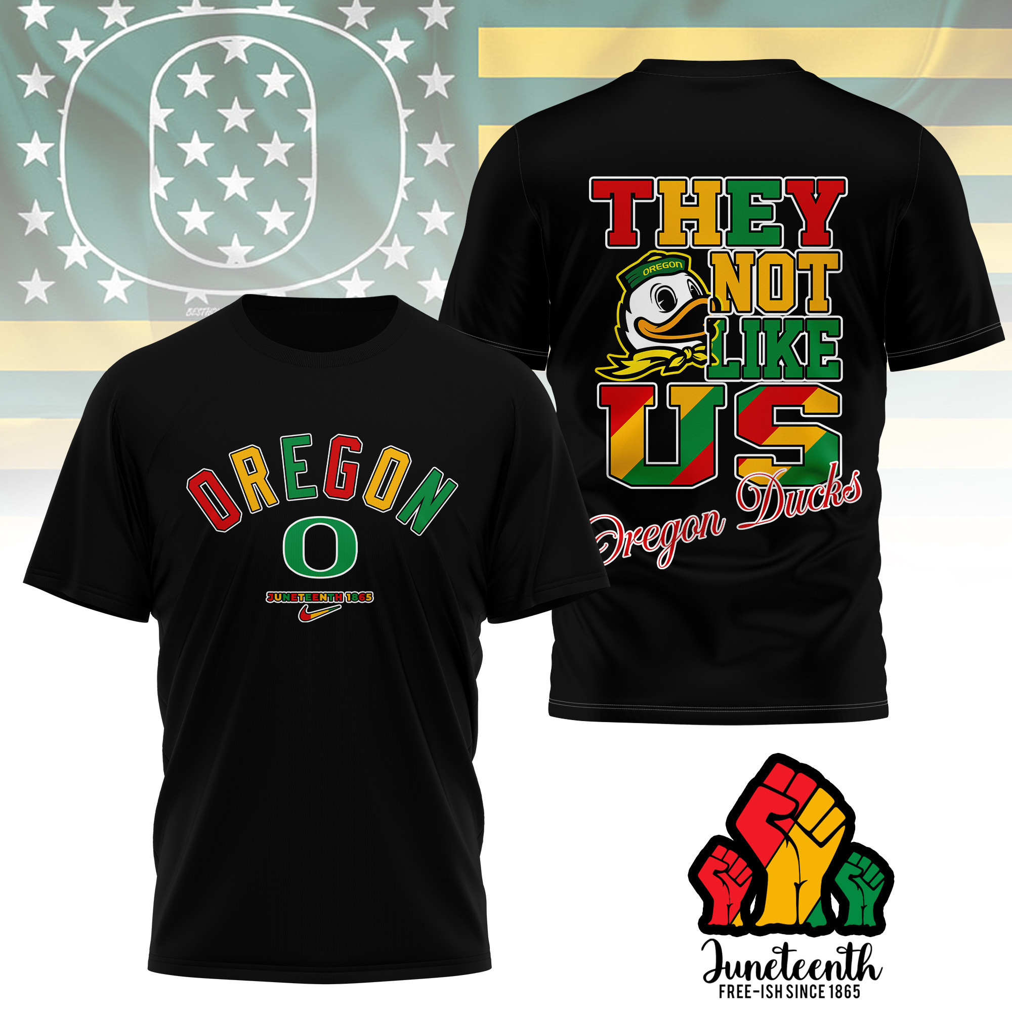 Oregon Ducks | Premium Juneteenth Freedom Day 3D Shirt TTH2105323
