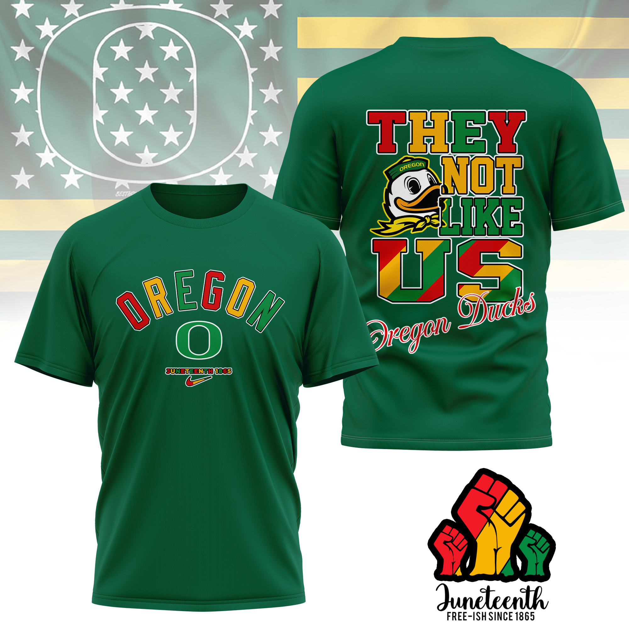 Oregon Ducks | Premium Juneteenth Freedom Day 3D Shirt TTH2105323 - Image 2