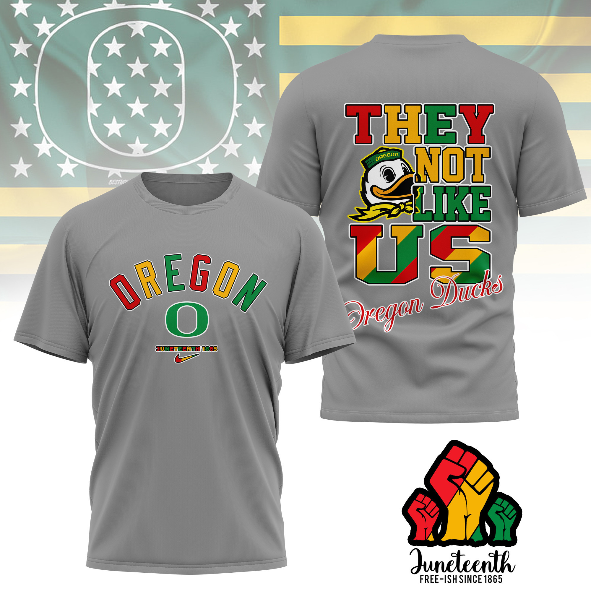 Oregon Ducks | Premium Juneteenth Freedom Day 3D Shirt TTH2105323 - Image 4