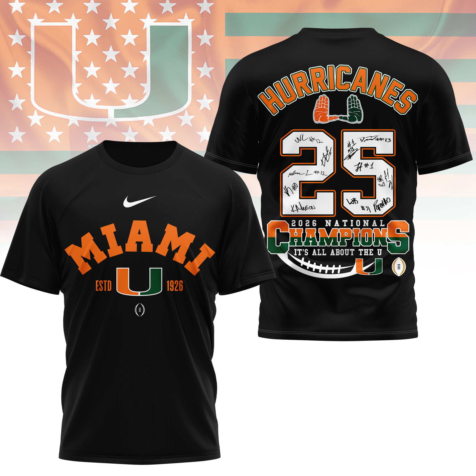 Miami Hurricanes | Premium NCAA 2026 CFP National Champions 3D Shirt TTH2105169