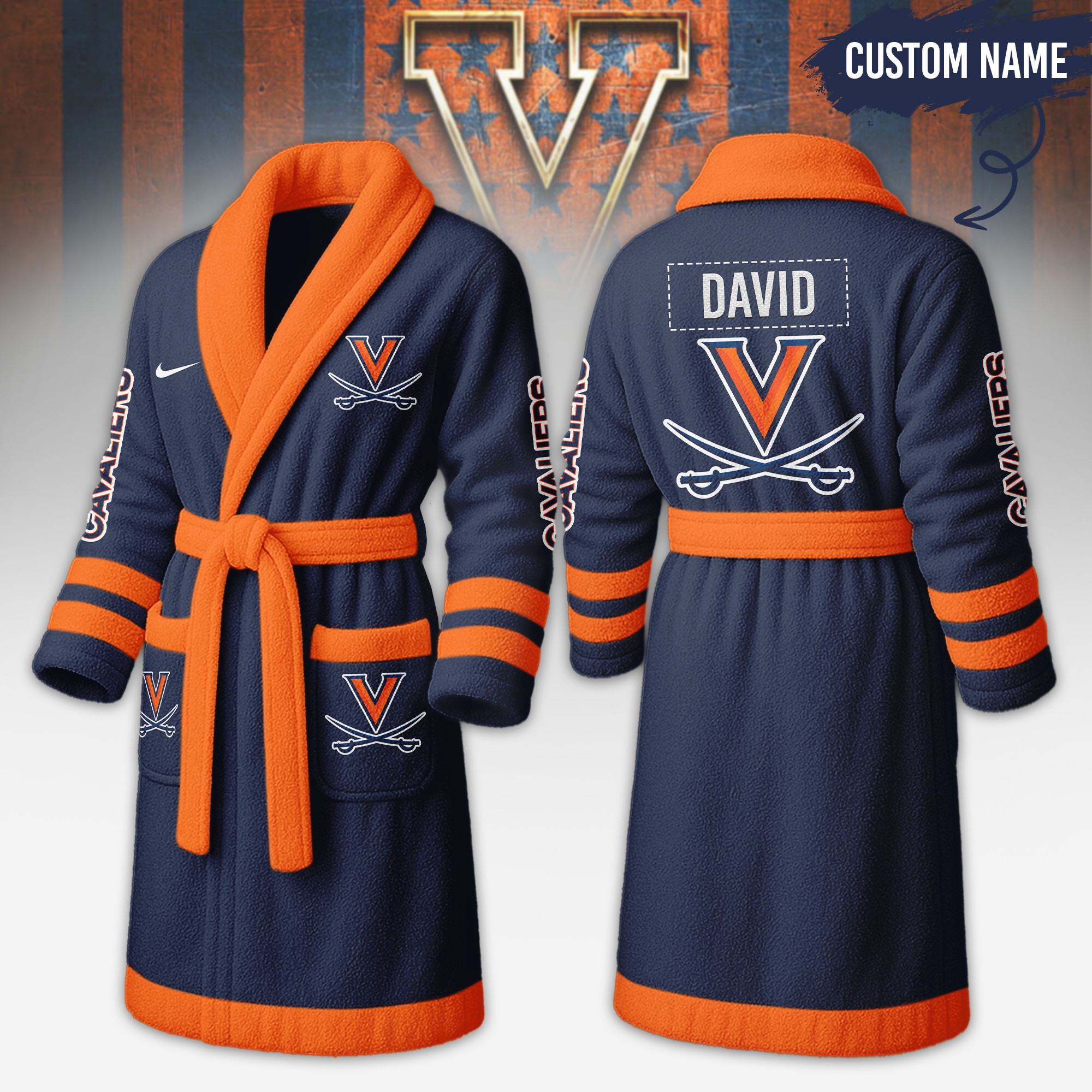 Virginia Cavaliers | Premium NCAA Fleece Bathrobe TTH2105284 - Image 2