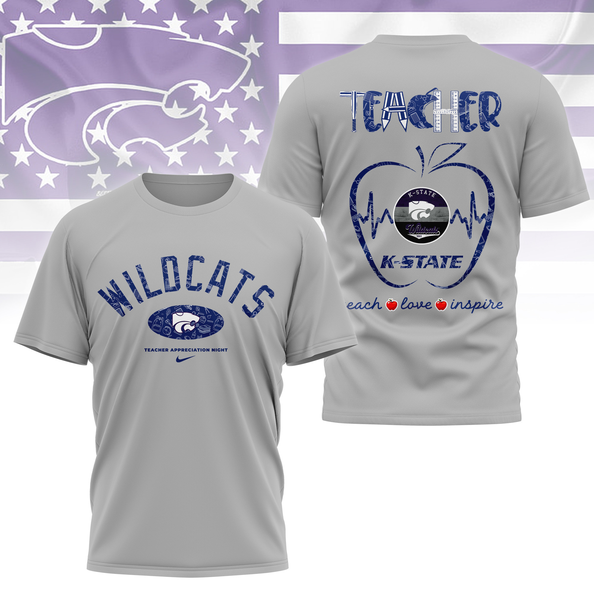 Kansas State Wildcats | Premium Teacher Appreciation Day 3D Shirt TTH2105288 - Image 2