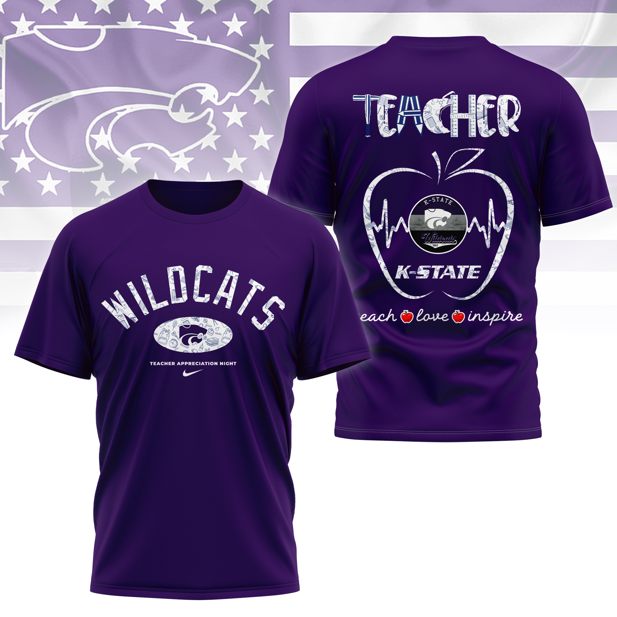 Kansas State Wildcats | Premium Teacher Appreciation Day 3D Shirt TTH2105288 - Image 4