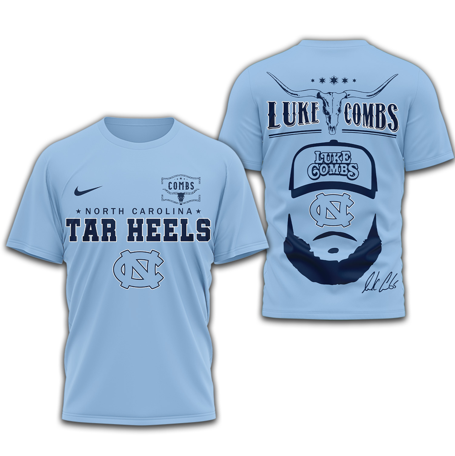 North Carolina Tar Heels | Premium NCAA Luke Combs 3D Shirt TTH2105338 - Image 3