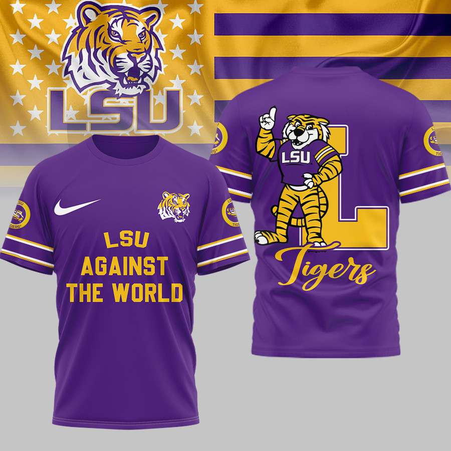 LSU Tigers | Premium NCAA My Team Against The World T-shirt TTH2105293 - Image 2