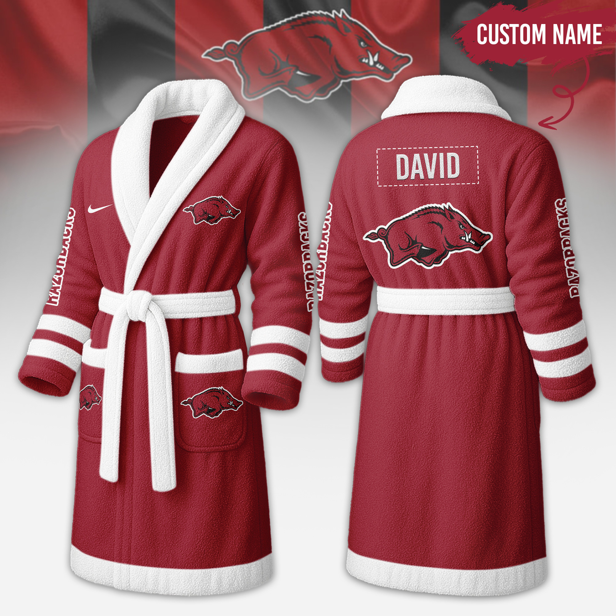 Arkansas Razorbacks | Premium NCAA Fleece Bathrobe TTH2105284 - Image 2