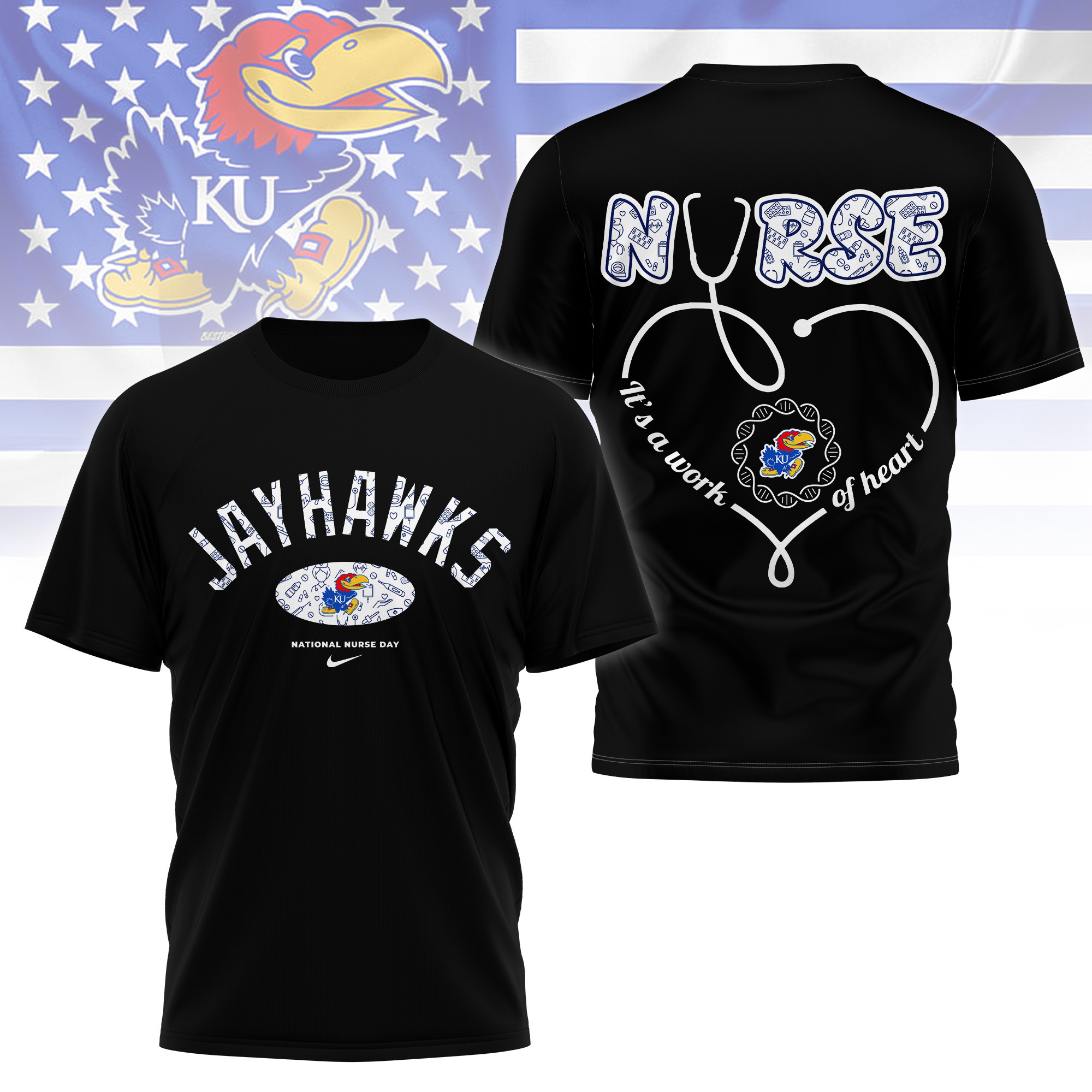 Kansas Jayhawks | Premium Nurse Appreciation Day 3D Shirt TTH2105281