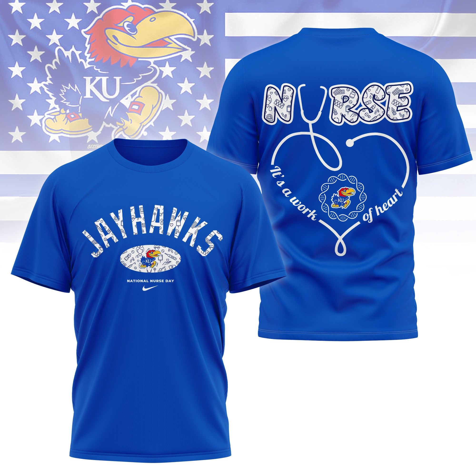 Kansas Jayhawks | Premium Nurse Appreciation Day 3D Shirt TTH2105281 - Image 3