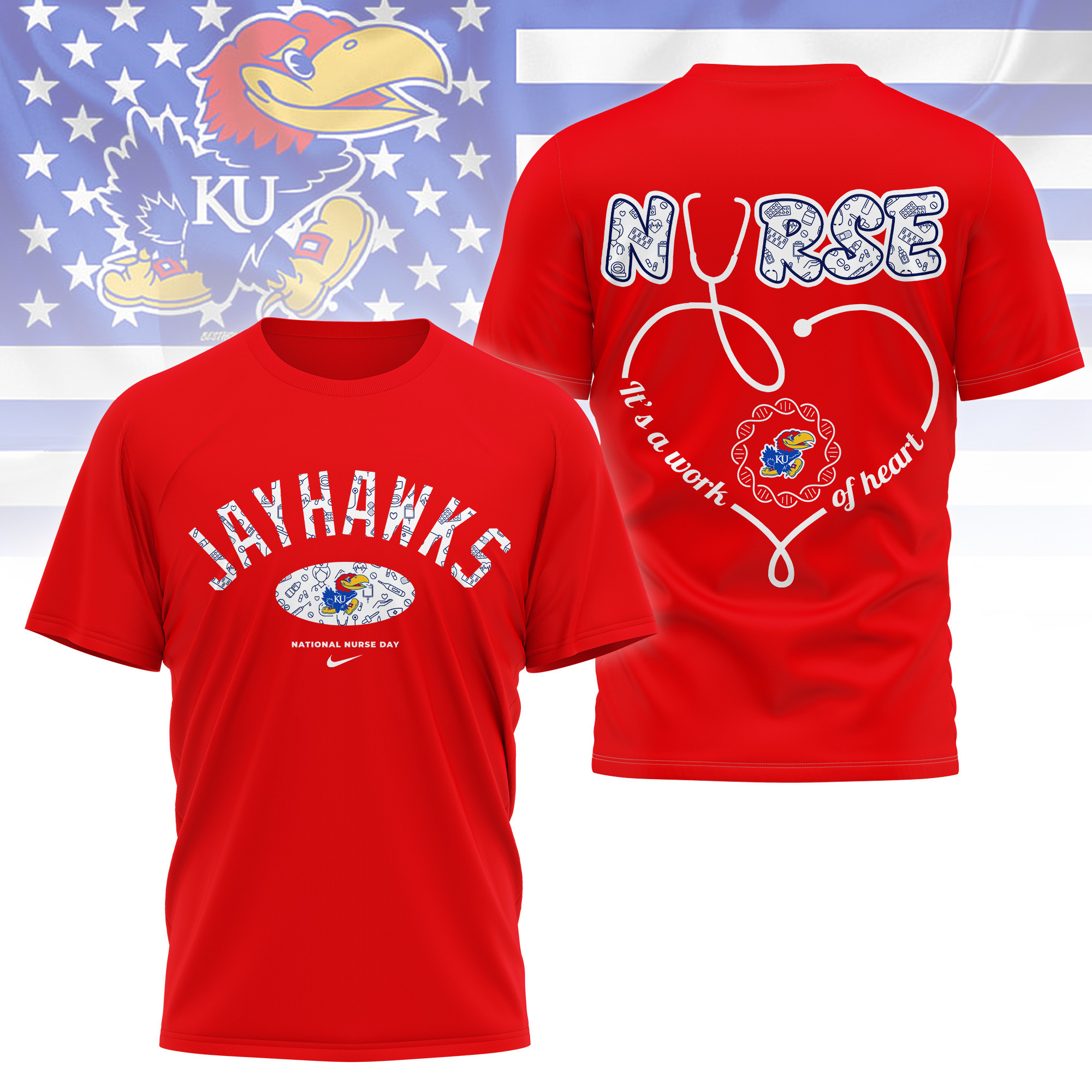 Kansas Jayhawks | Premium Nurse Appreciation Day 3D Shirt TTH2105281 - Image 4