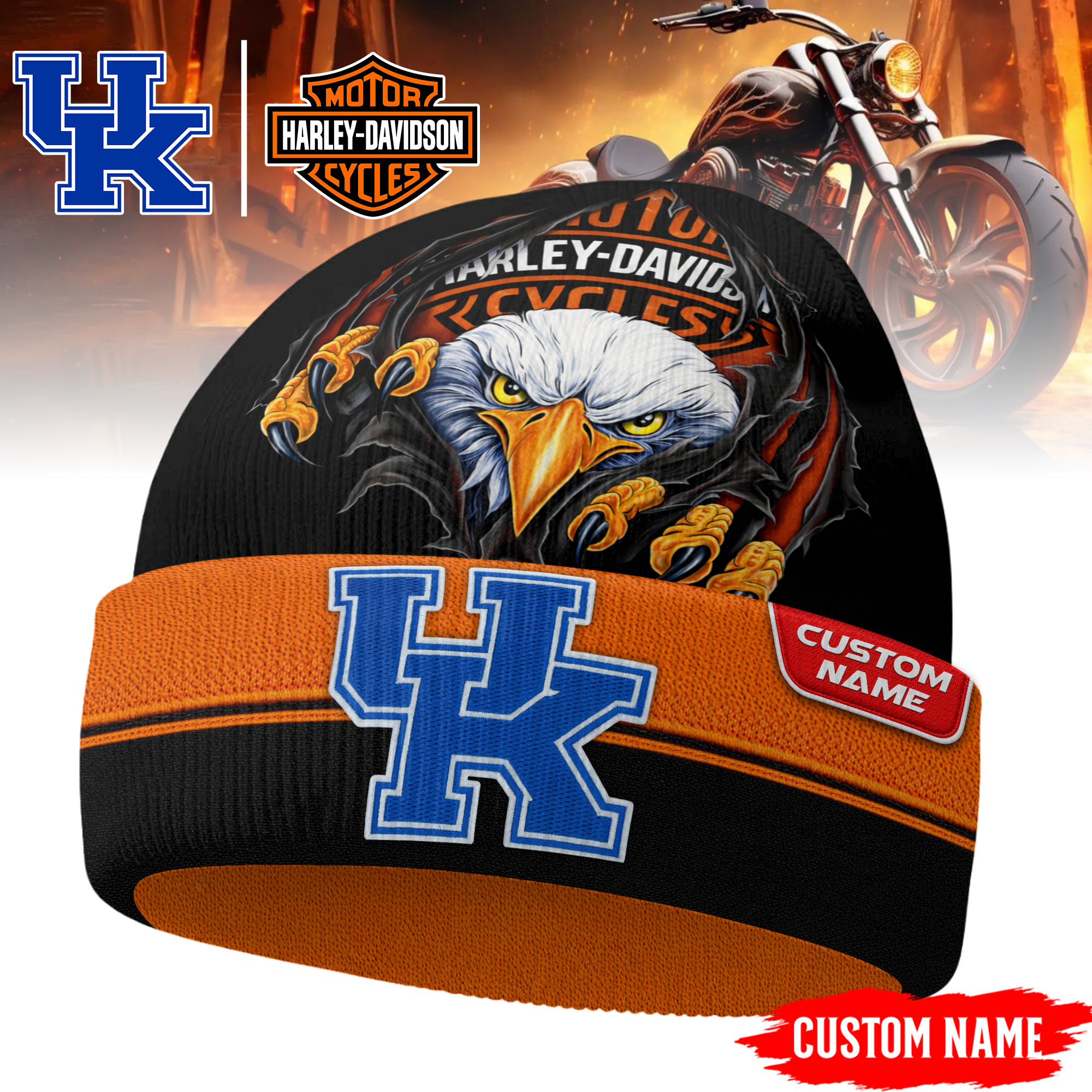 Kentucky Wildcats | Premium NCAA Harley Davidson Beanie Hat TTH2105316