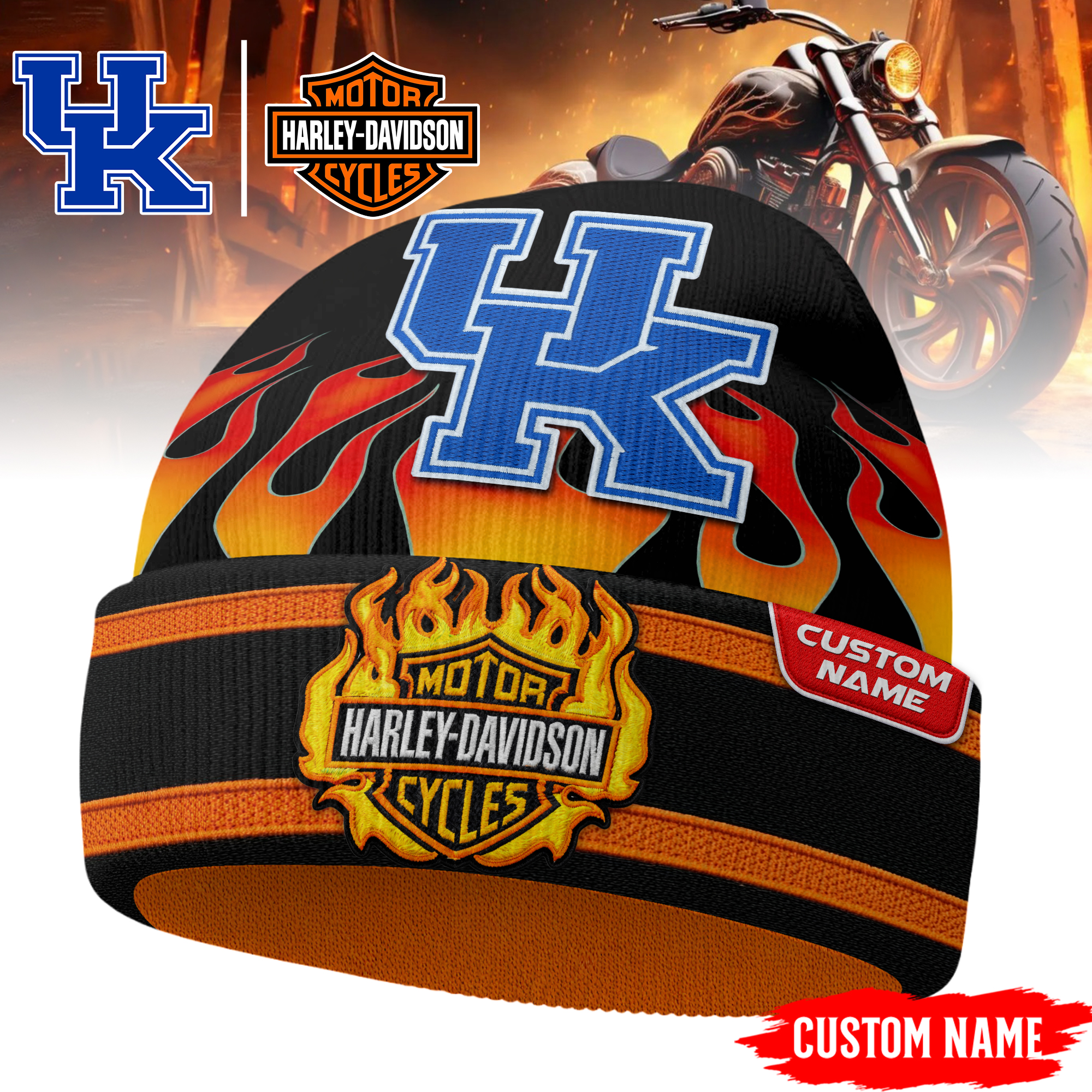 Kentucky Wildcats | Premium NCAA Harley Davidson Beanie Hat TTH2105316 - Image 3