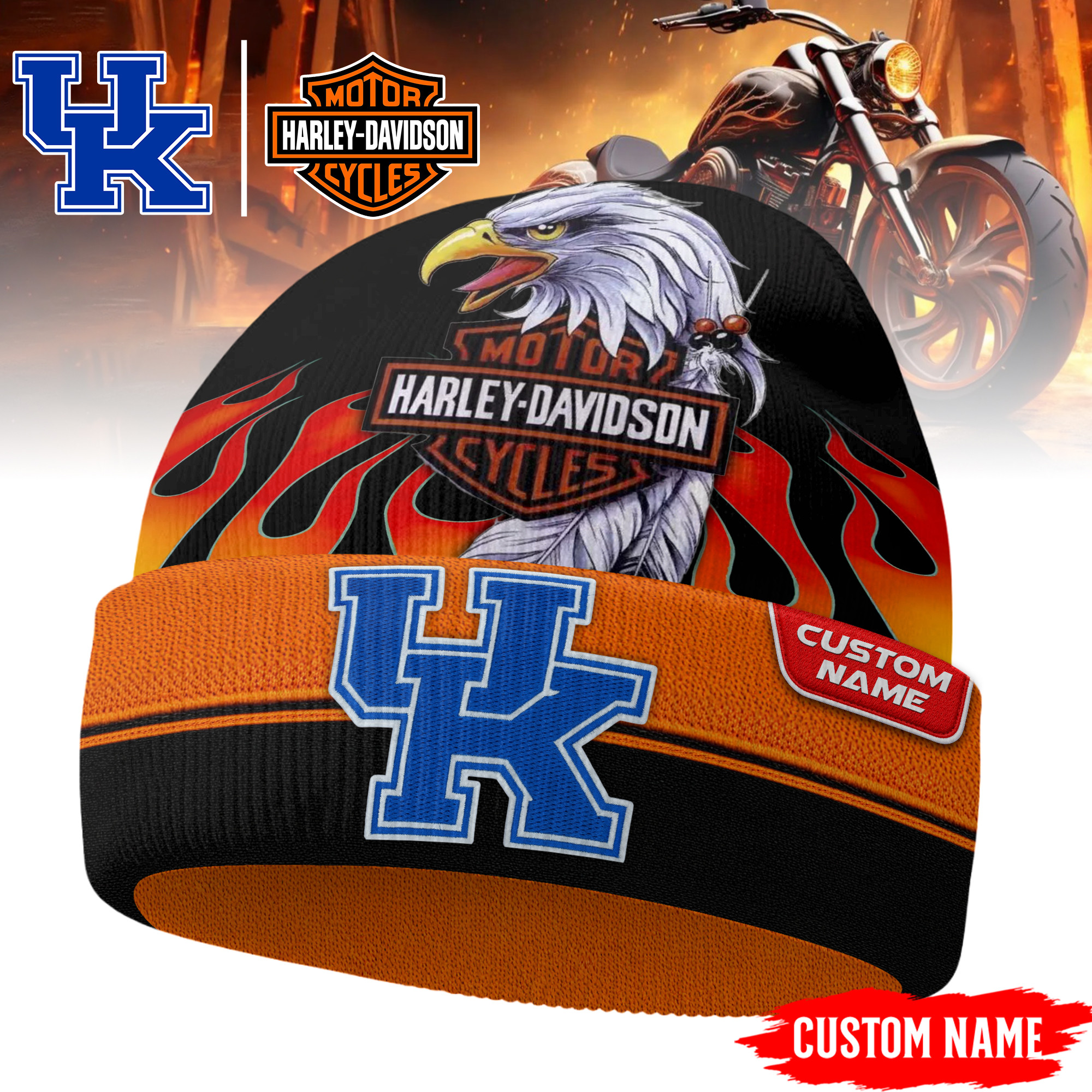 Kentucky Wildcats | Premium NCAA Harley Davidson Beanie Hat TTH2105316 - Image 2