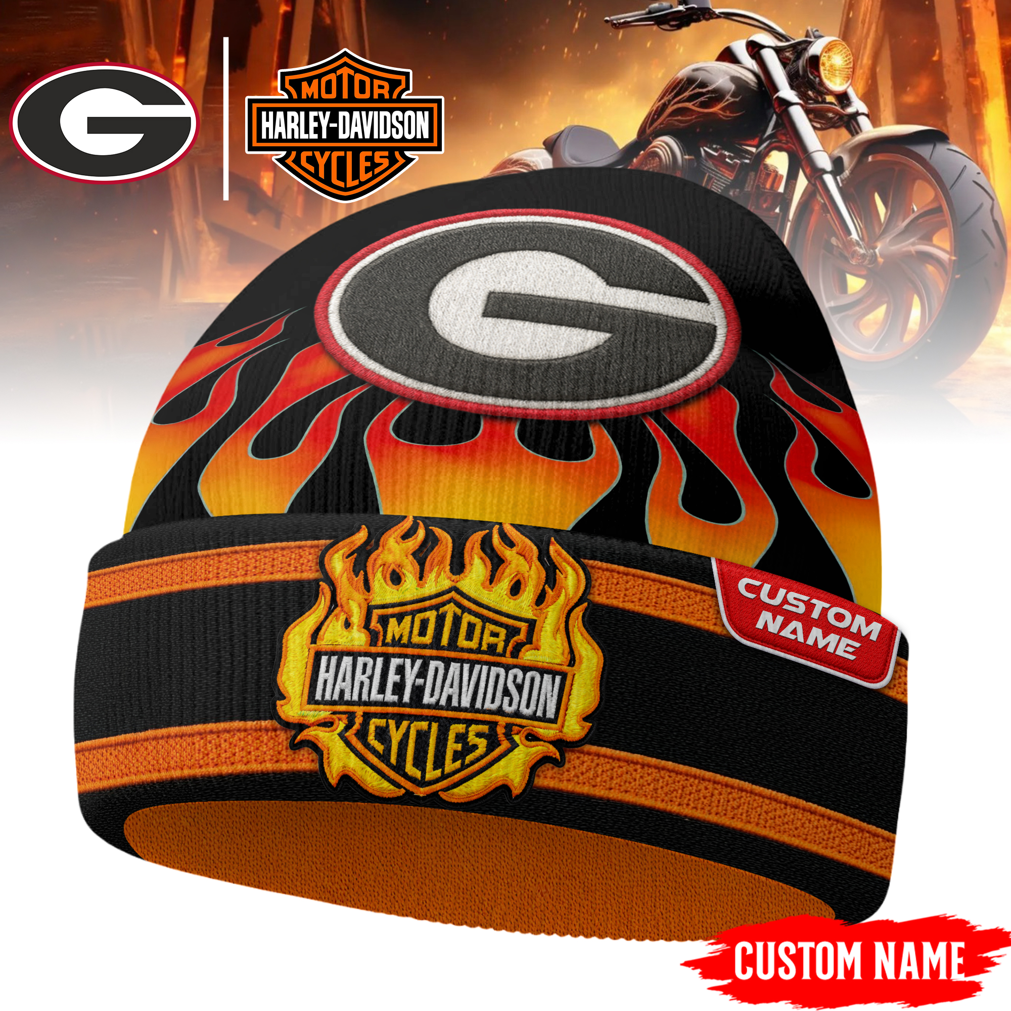 Georgia Bulldogs | Premium NCAA Harley Davidson Beanie Hat TTH2105316 - Image 3