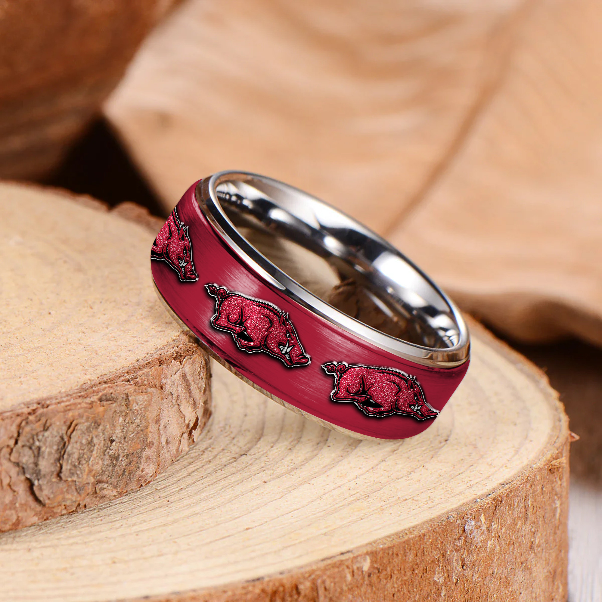 Arkansas Razorbacks | Premium Silver Tungsten Ring TTH210589 - Image 2