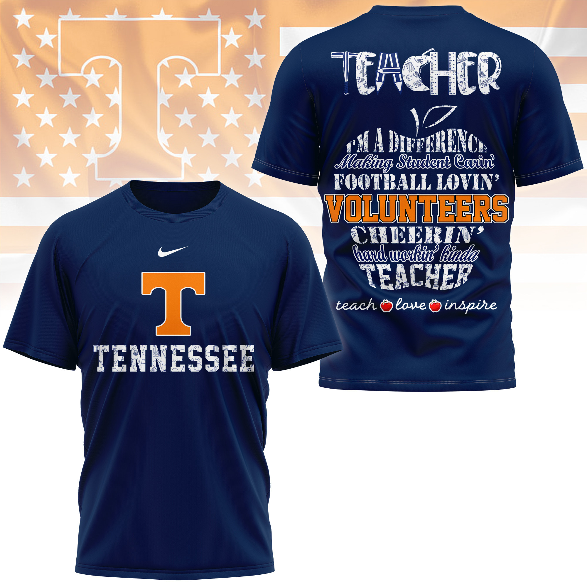 Tennessee Volunteers | Premium Teacher Pride 3D Shirt TTH2105261 - Image 4