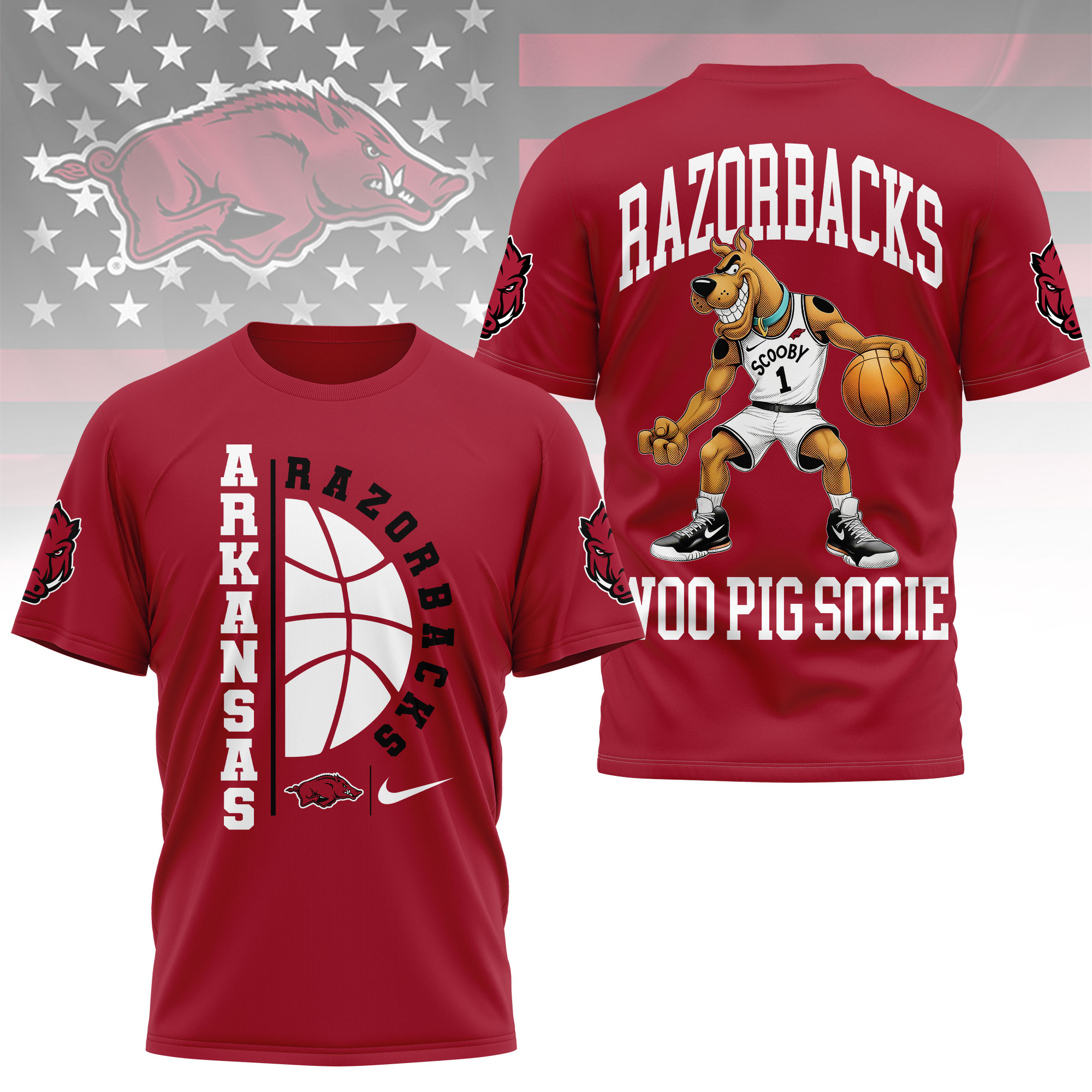 Arkansas Razorbacks | Premium NCAA Scooby-Doo Basketball 3D Shirt TTH2105277 - Image 2