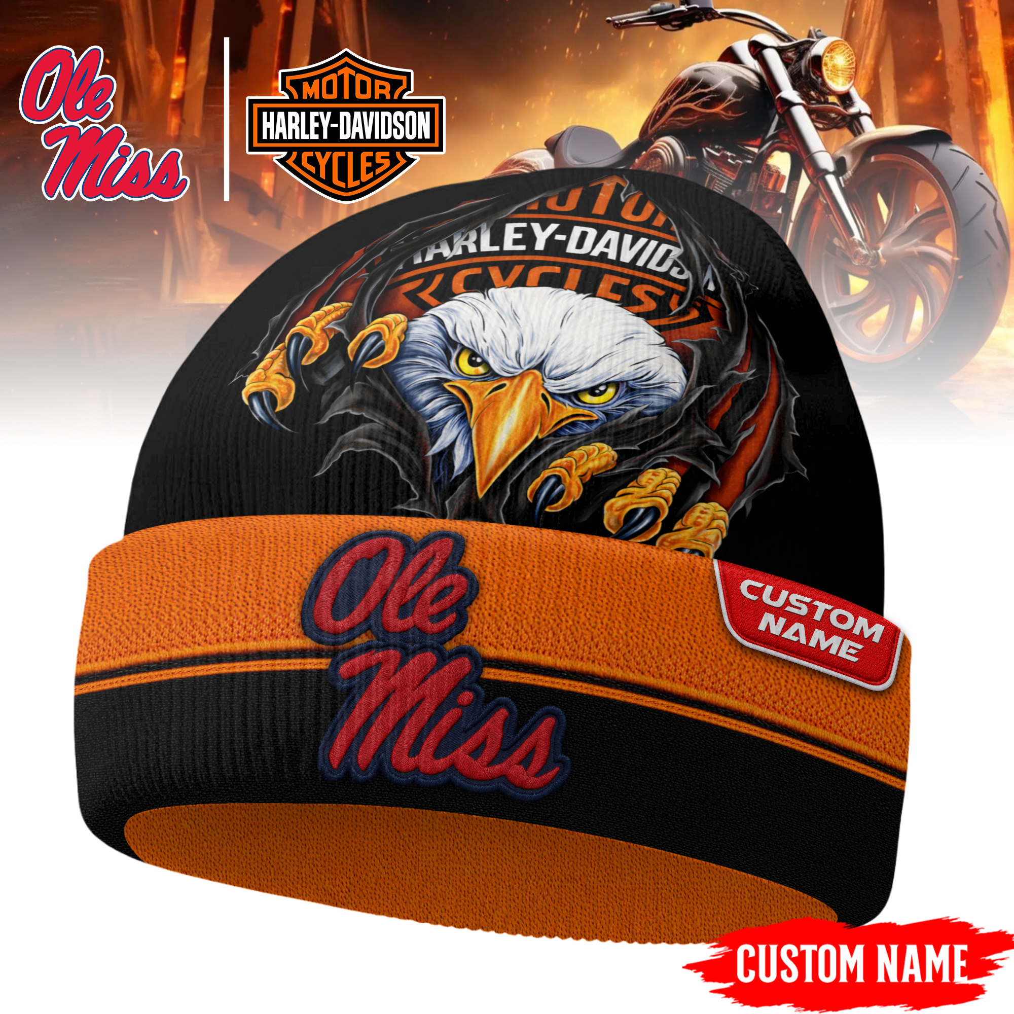 Ole Miss Rebels | Premium NCAA Harley Davidson Beanie Hat TTH2105316