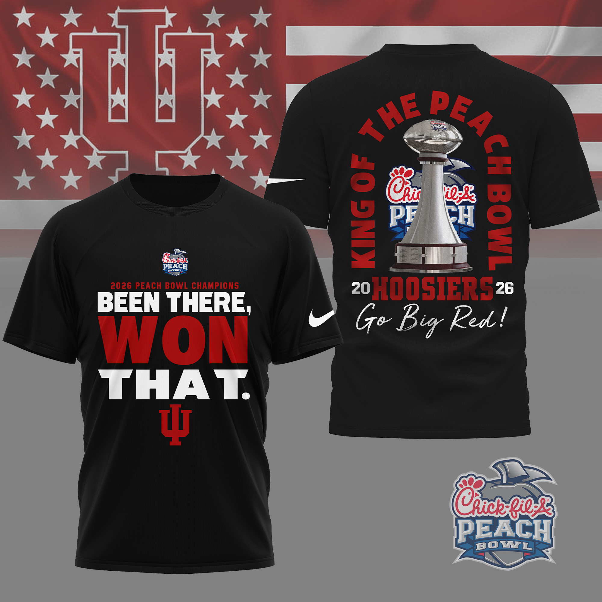 Indiana Hoosiers | Premium NCAA Peach Bowl Champions 3D Shirt TTH2105336