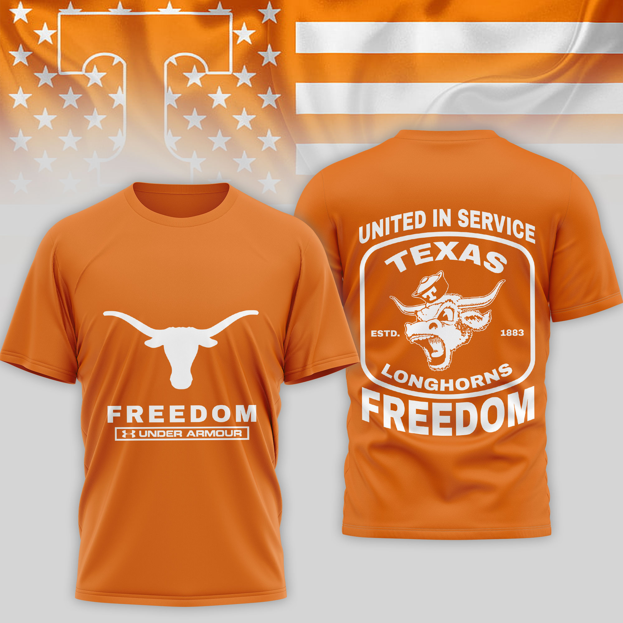 Texas Longhorns | Premium NCAA United In Service 3D Shirt TTH2105276 - Image 2