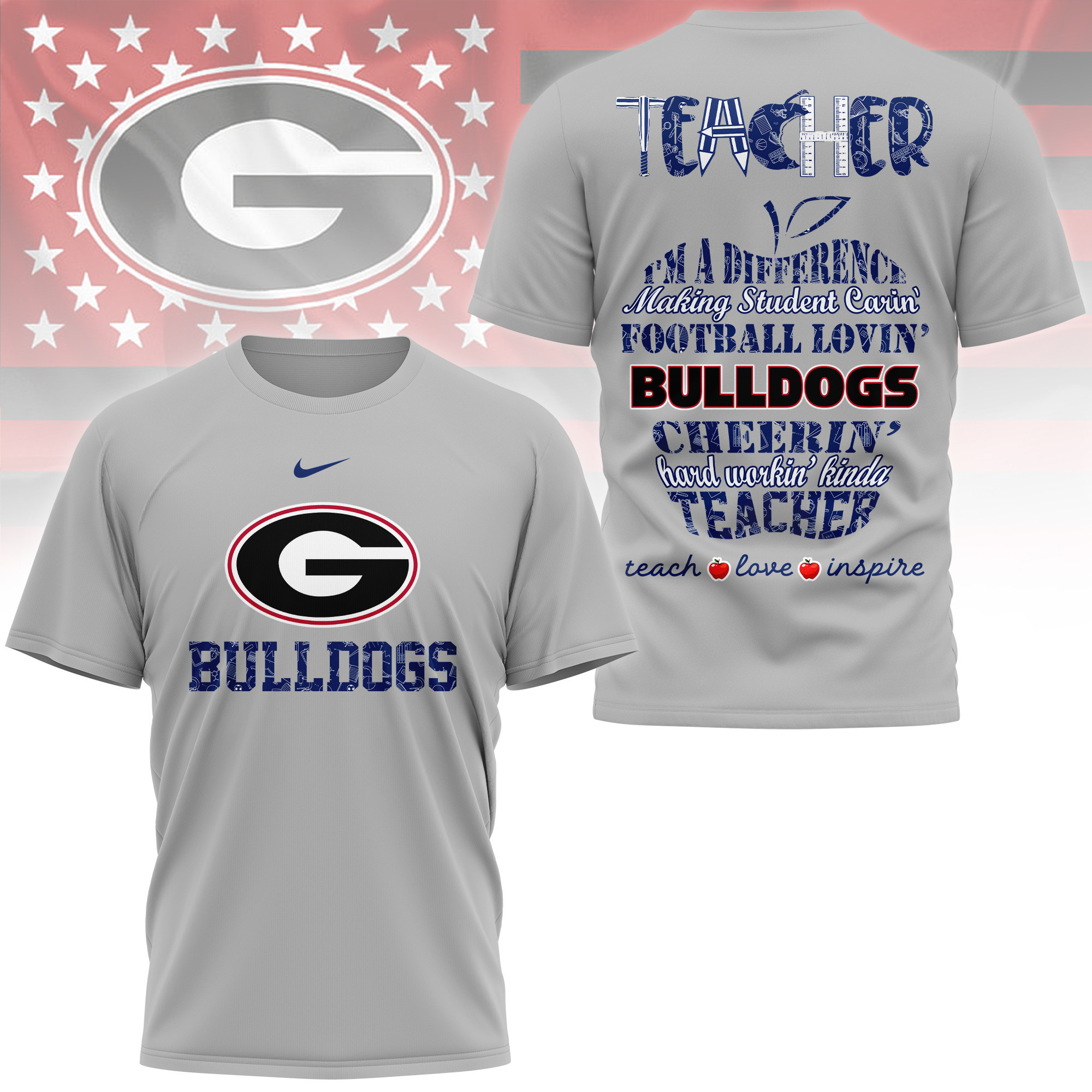 Georgia Bulldogs | Premium Teacher Pride 3D Shirt TTH2105261 - Image 3