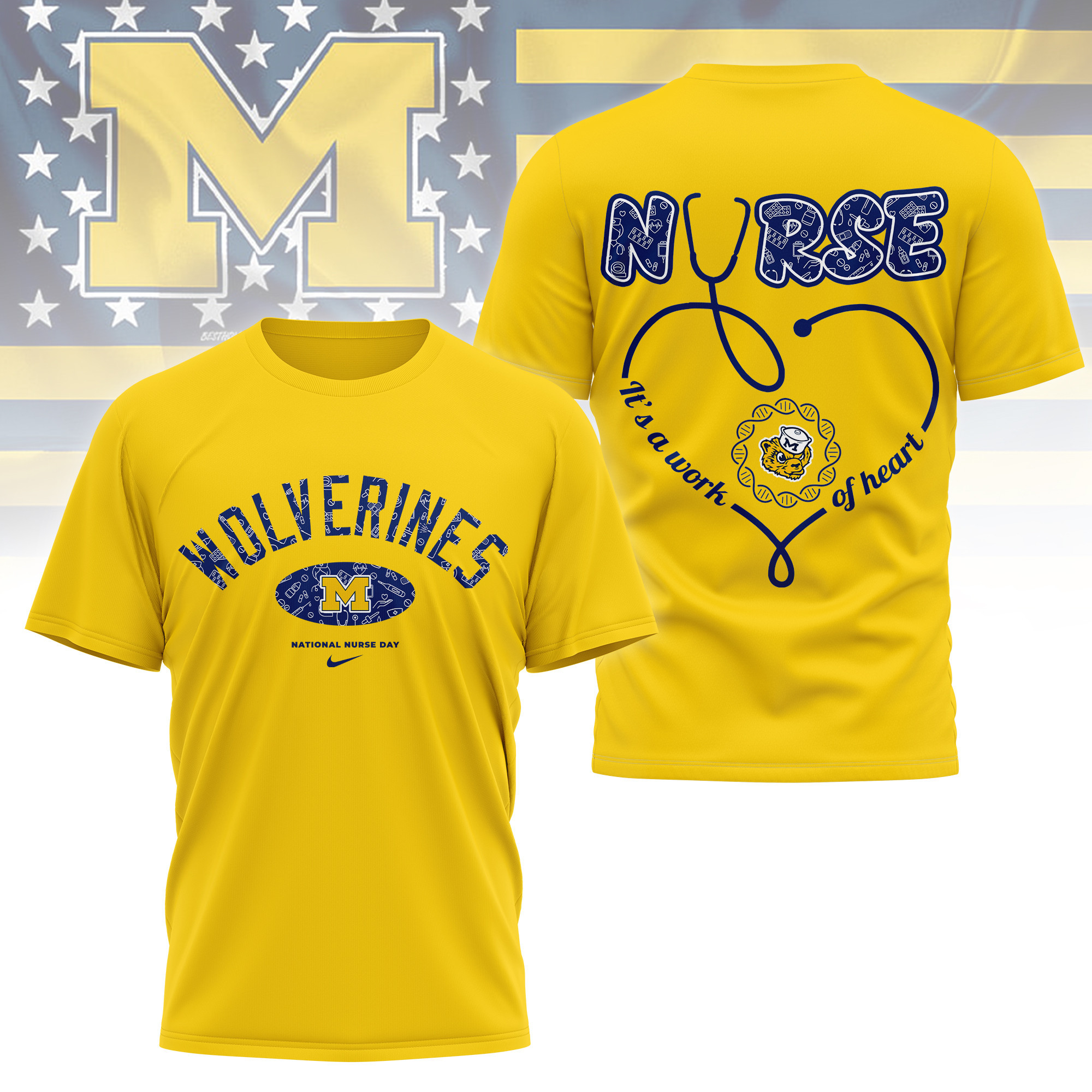 Michigan Wolverines | Premium Nurse Appreciation Day 3D Shirt TTH2105281 - Image 4