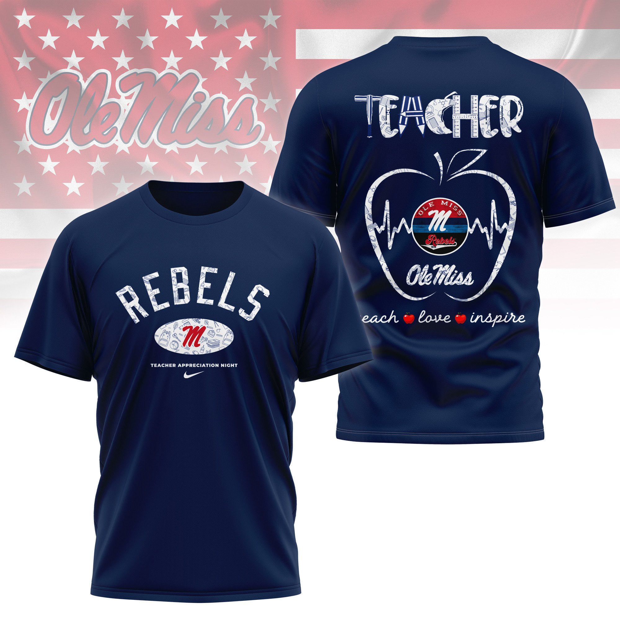 Ole Miss Rebell | Premium Teacher Appreciation Day 3D Shirt TTH2105288 - Image 4