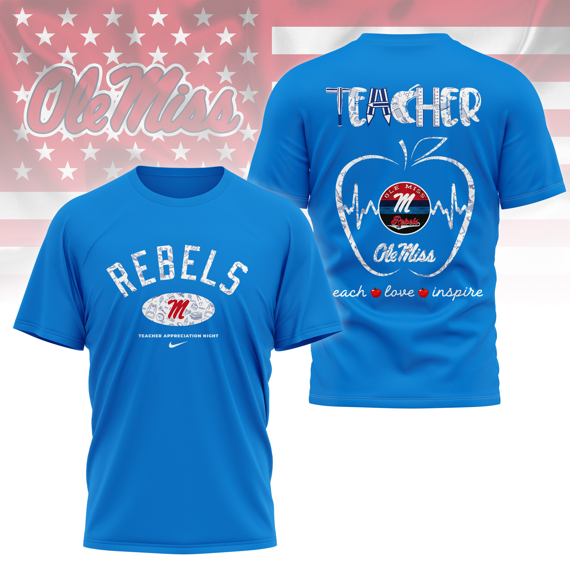 Ole Miss Rebell | Premium Teacher Appreciation Day 3D Shirt TTH2105288 - Image 5